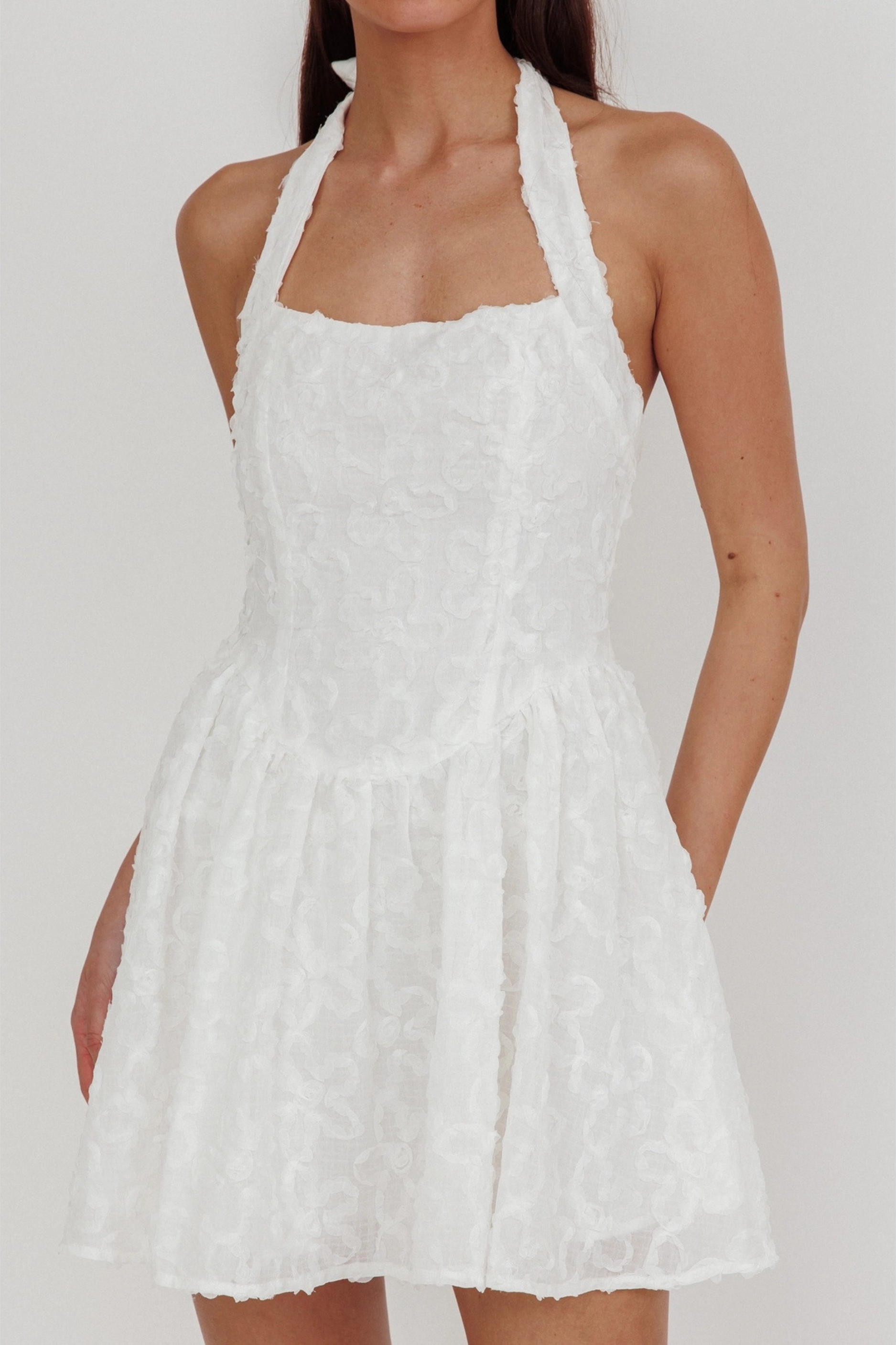 Halter Neck Embellished Mini Dress