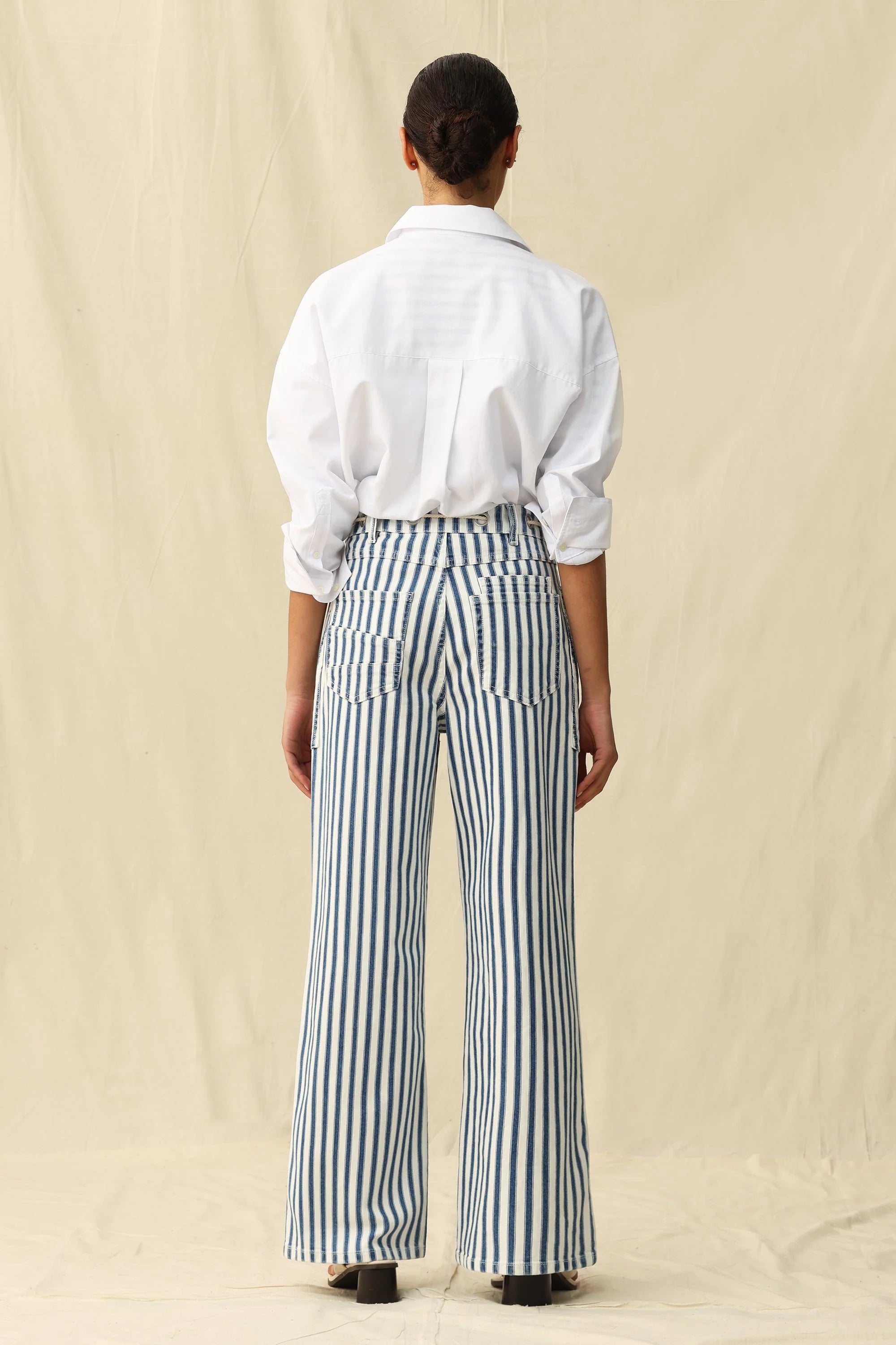 Tamsin High Rise Wide Leg Jeans - Blue Stripe