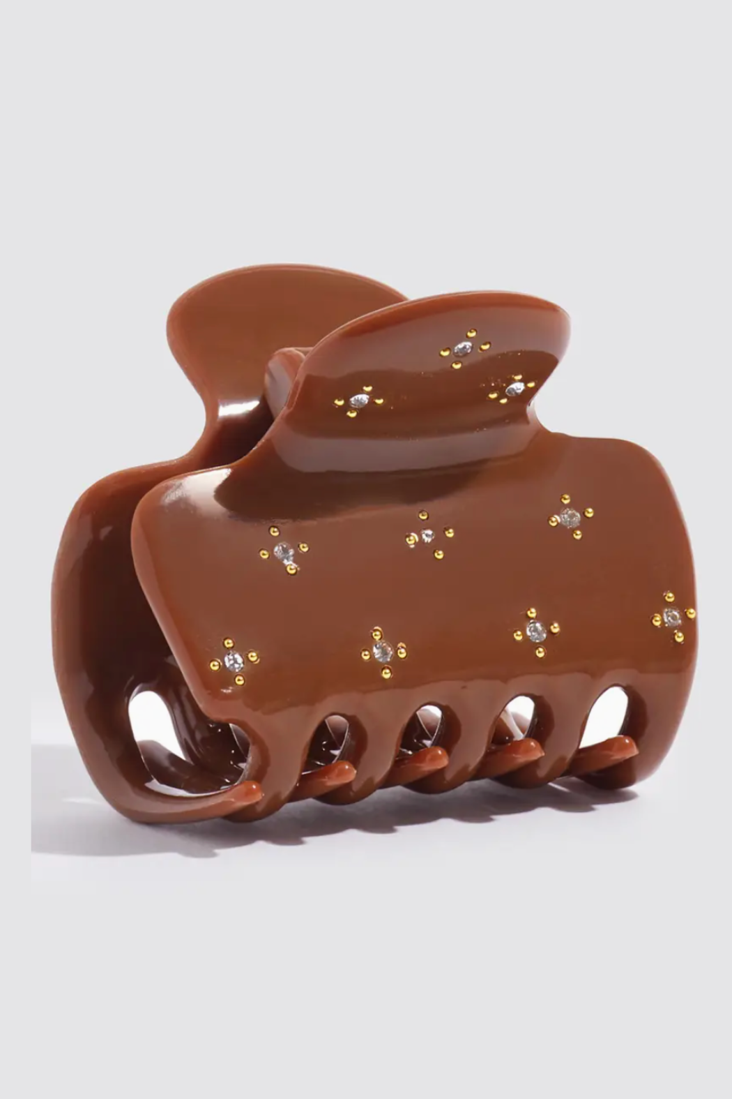 KITSCH Rhinestone Medium Puffy Claw Clip - Brown