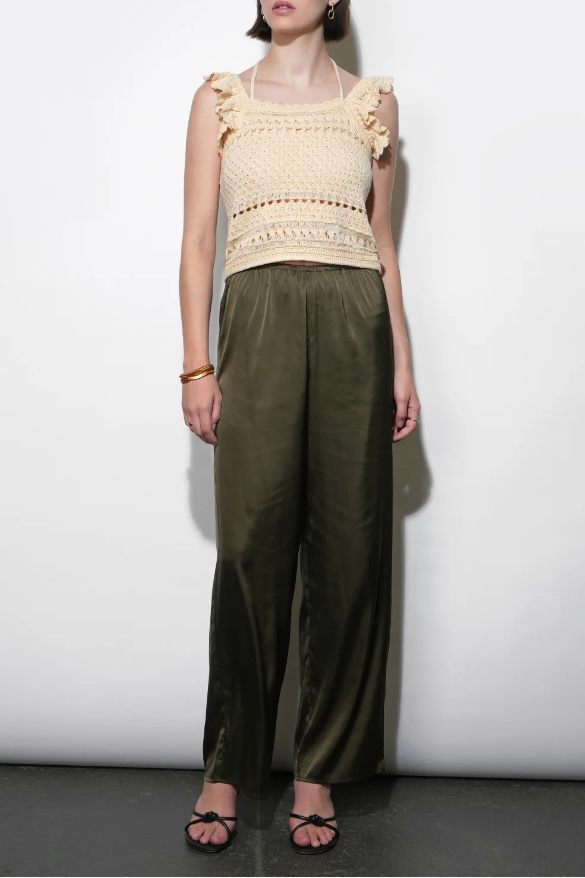 Fiona Wide Leg Pants - Olive