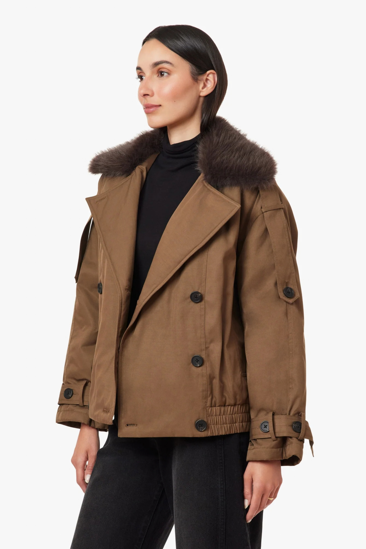 Habitual - Fur Collar Trench Jacket