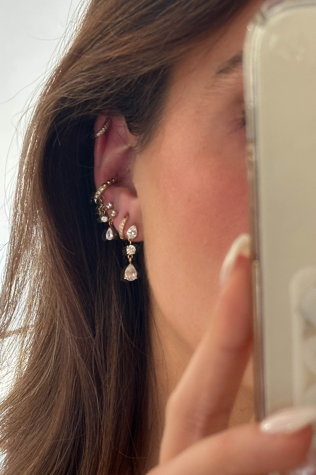 18K Mini Diamond Hoop Earrings