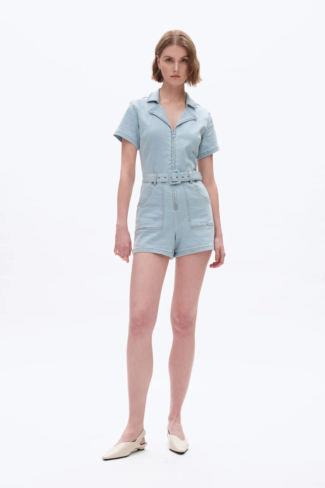 Mini Denim Romper - Light Blue