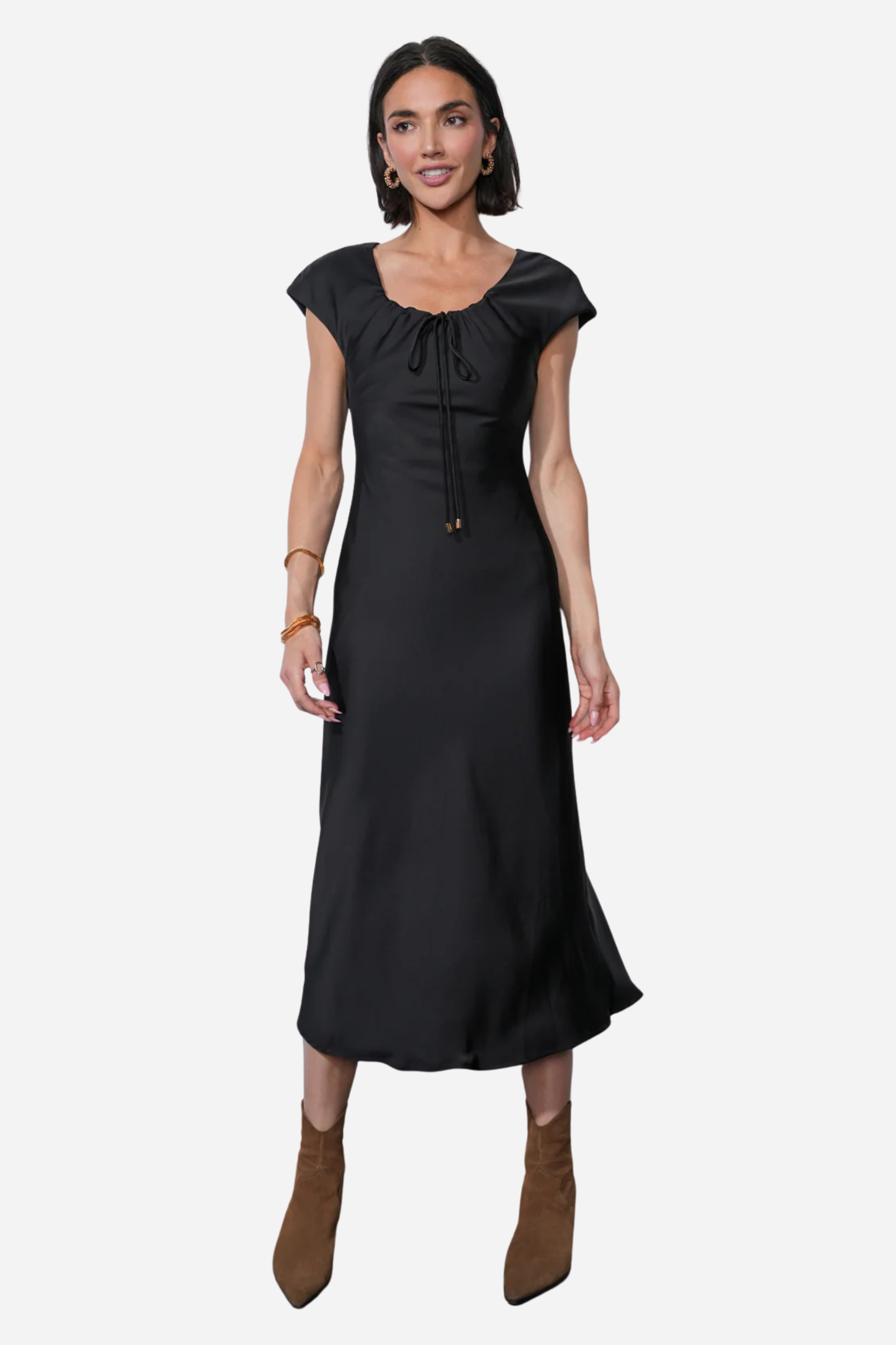 Inez Satin Midi Dress