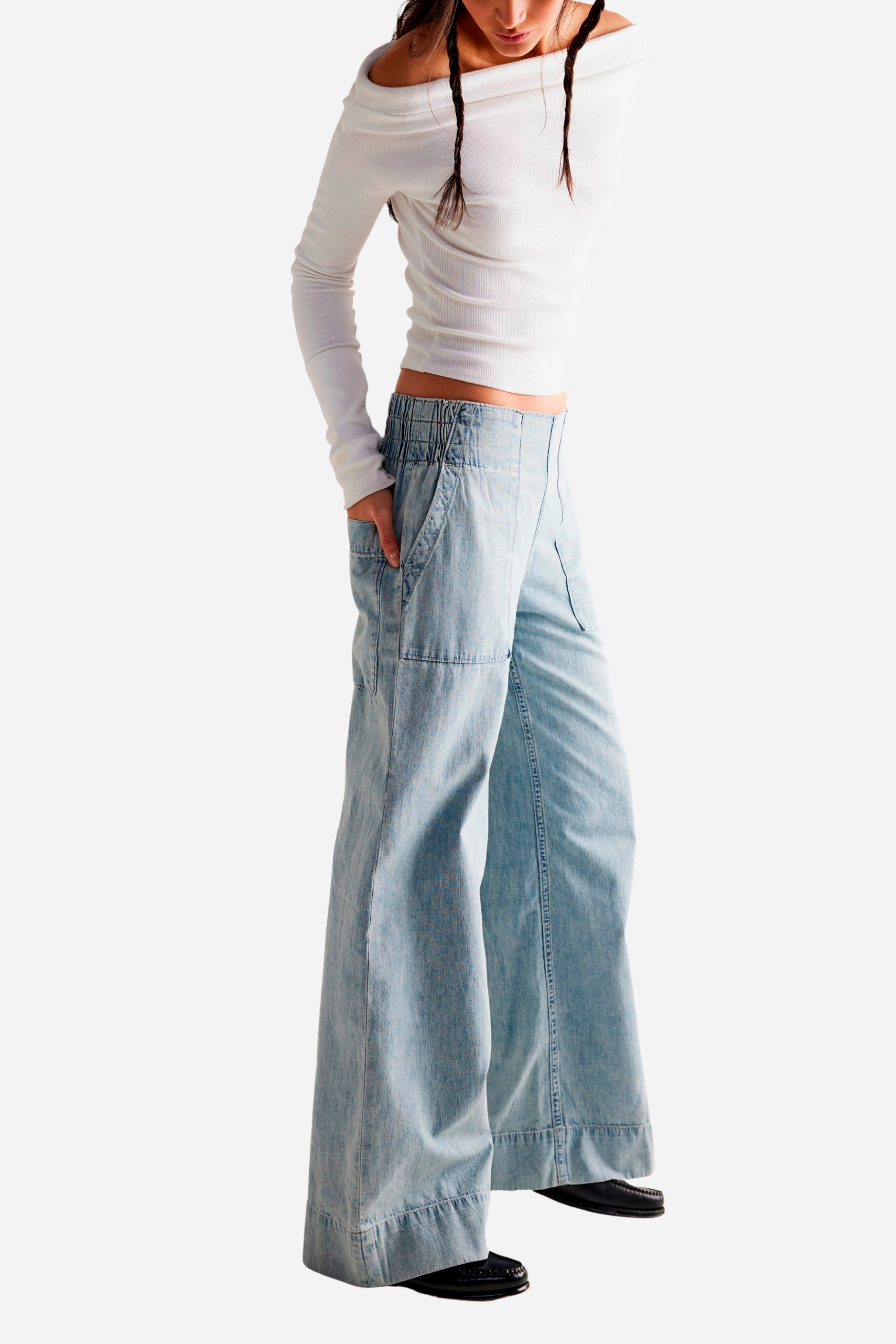 Free People Breezy Denim Pull On Jeans - Dusk