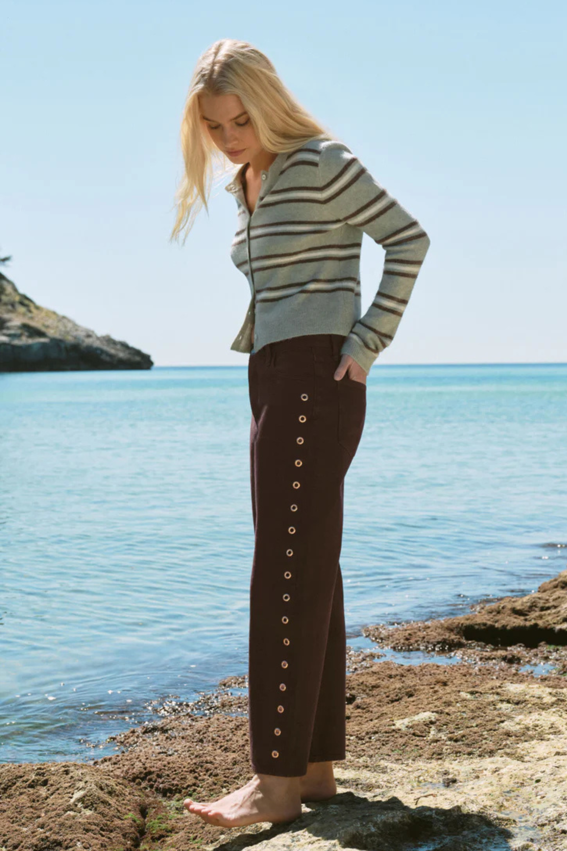 Z Supply Medina Stripe Cardigan - Aqua Cloud