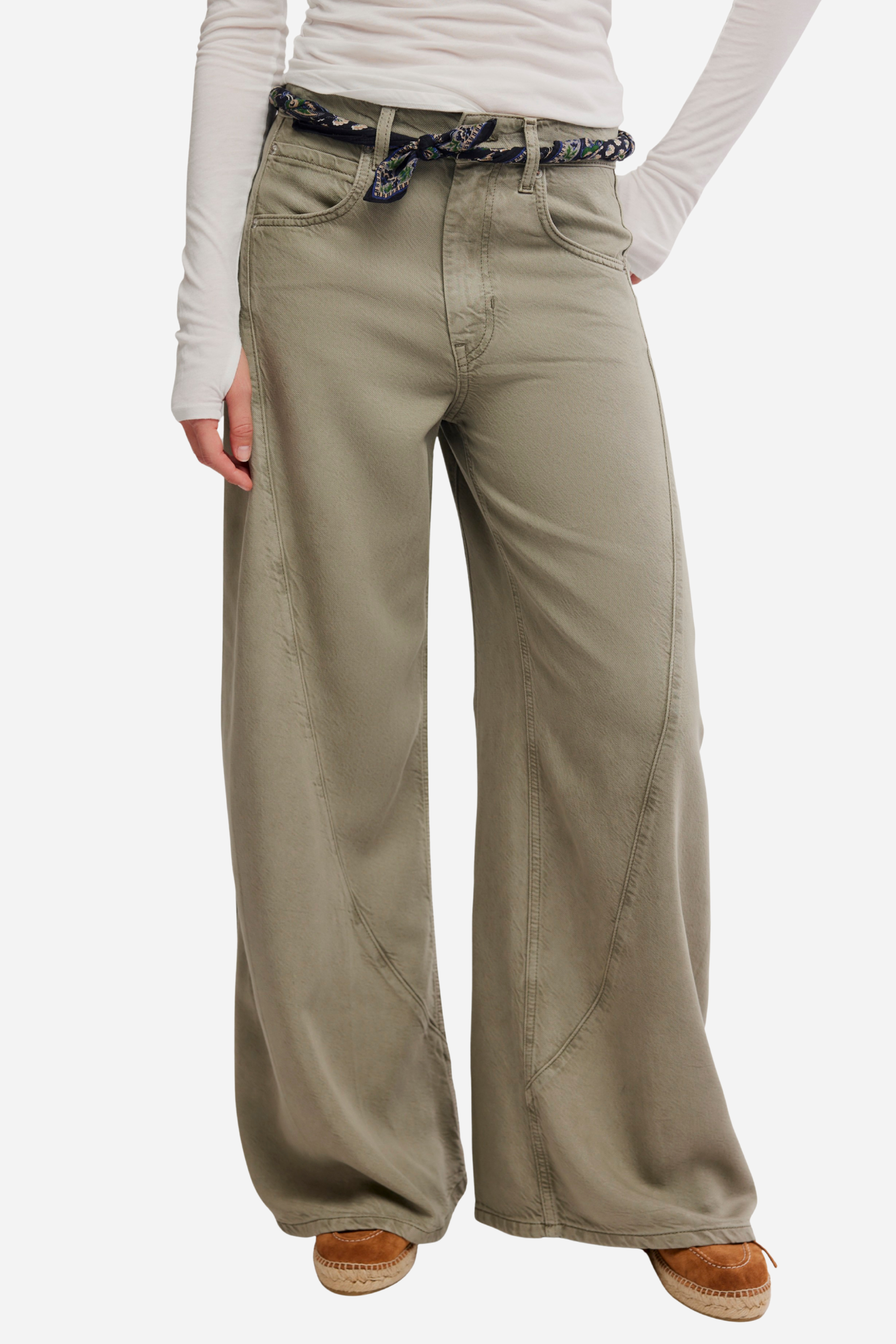 Free People - Haven Baggy Wide-Leg Jeans - Seagrass