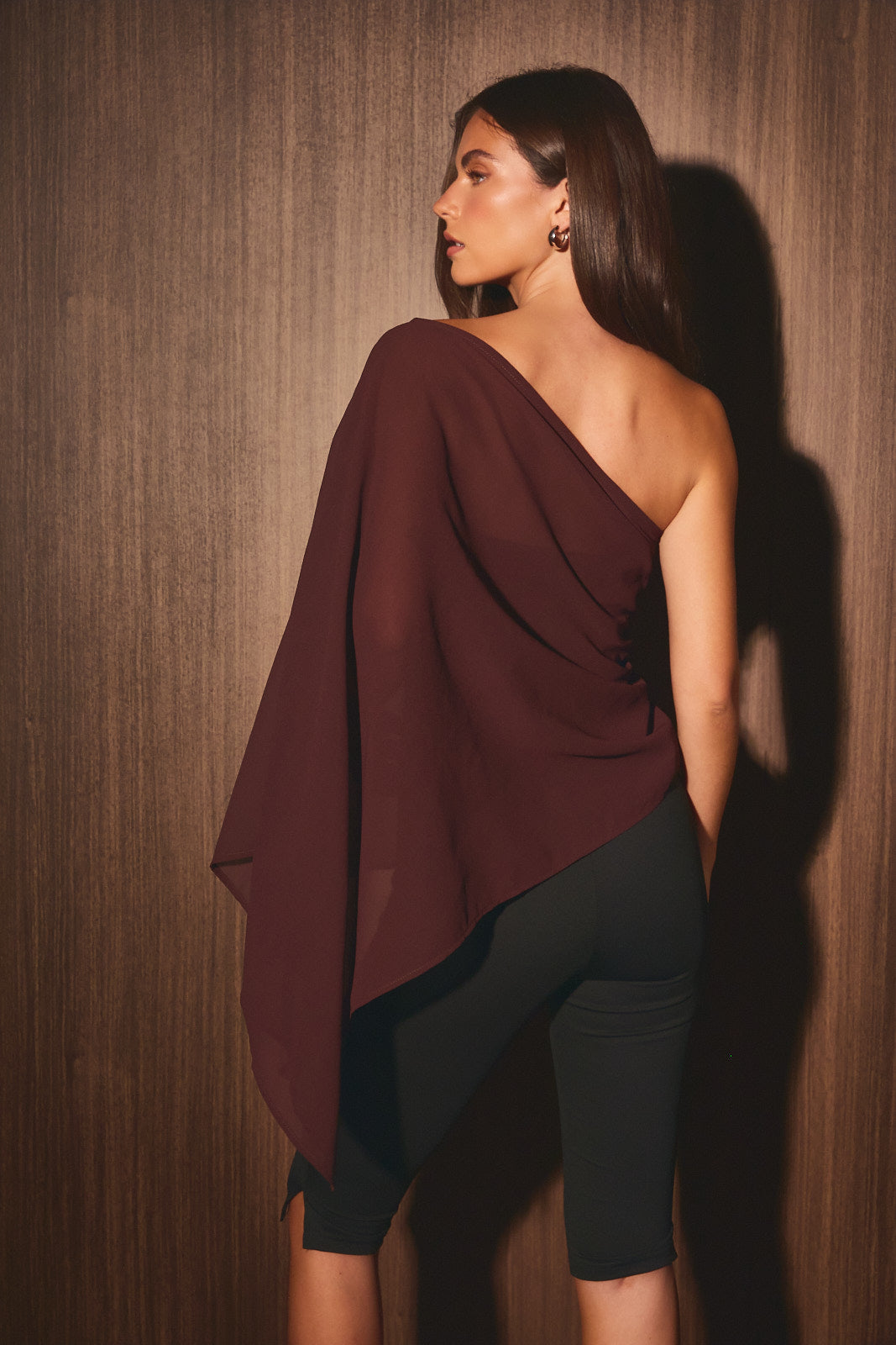 Chiffon Cape Tube Top - Dk Brown