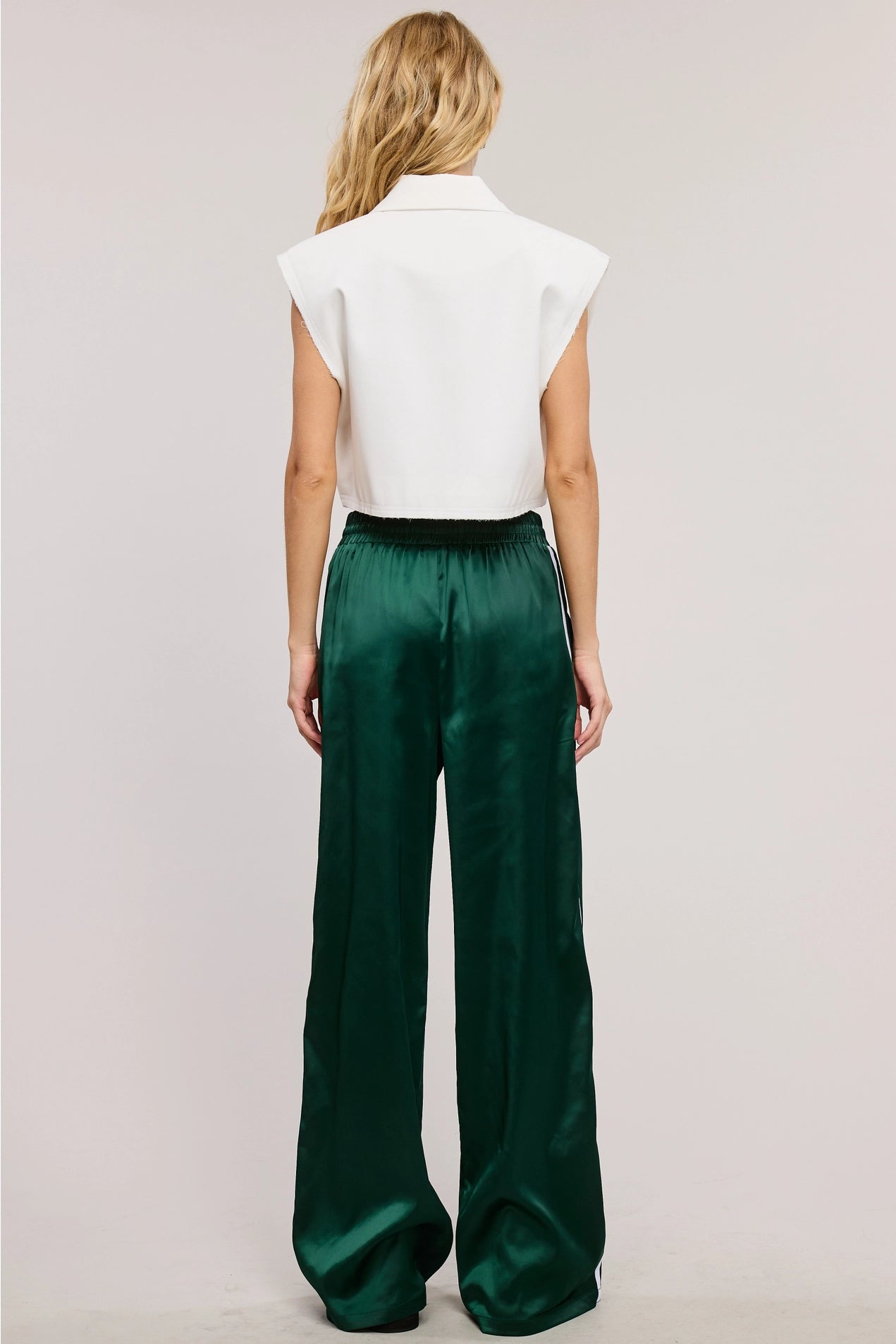 Satin Track Pants - Hunter Green