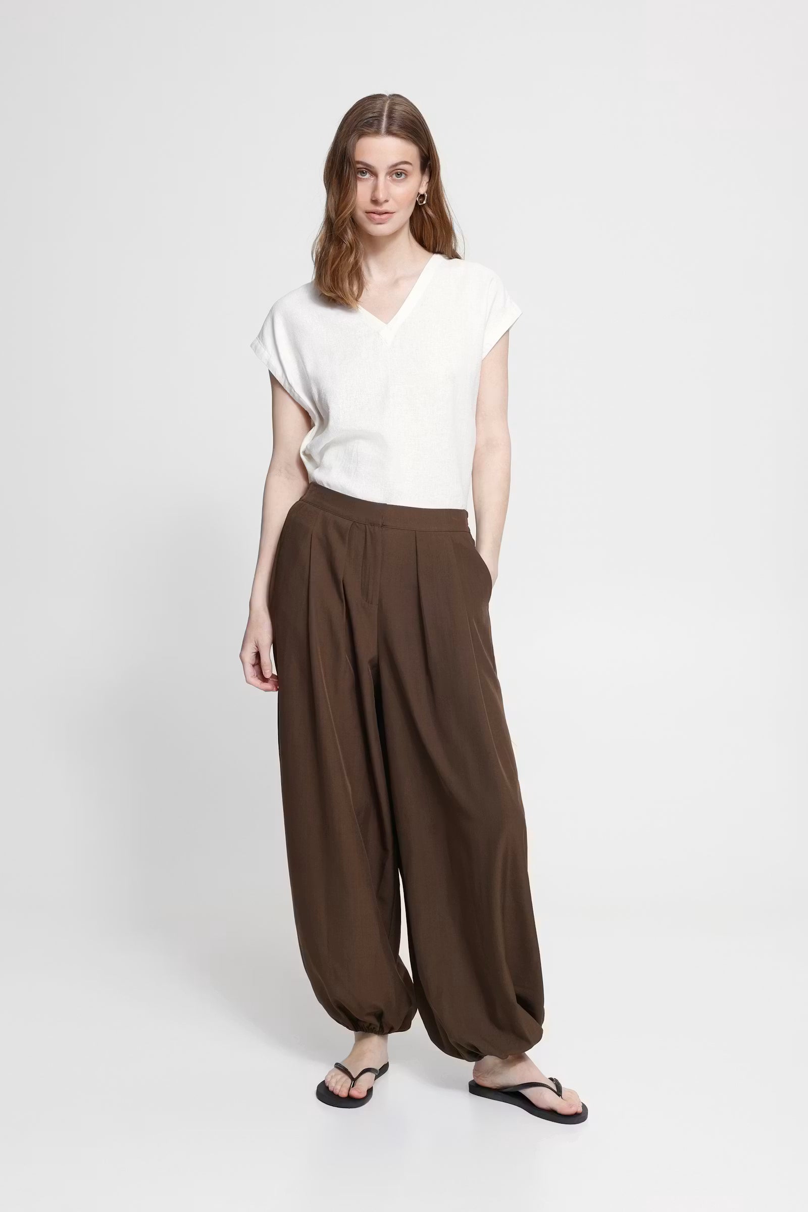 Ihfava Barrel Pants - Brown