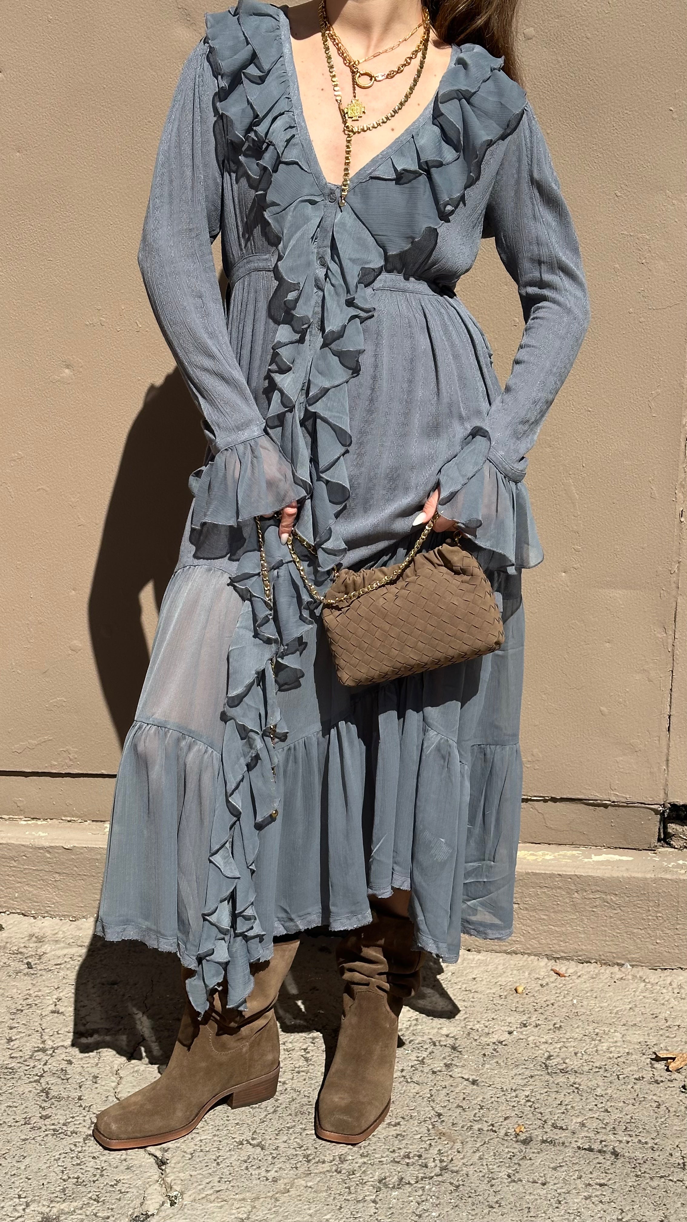 Free People Isla Midi Dress - Stone Valley