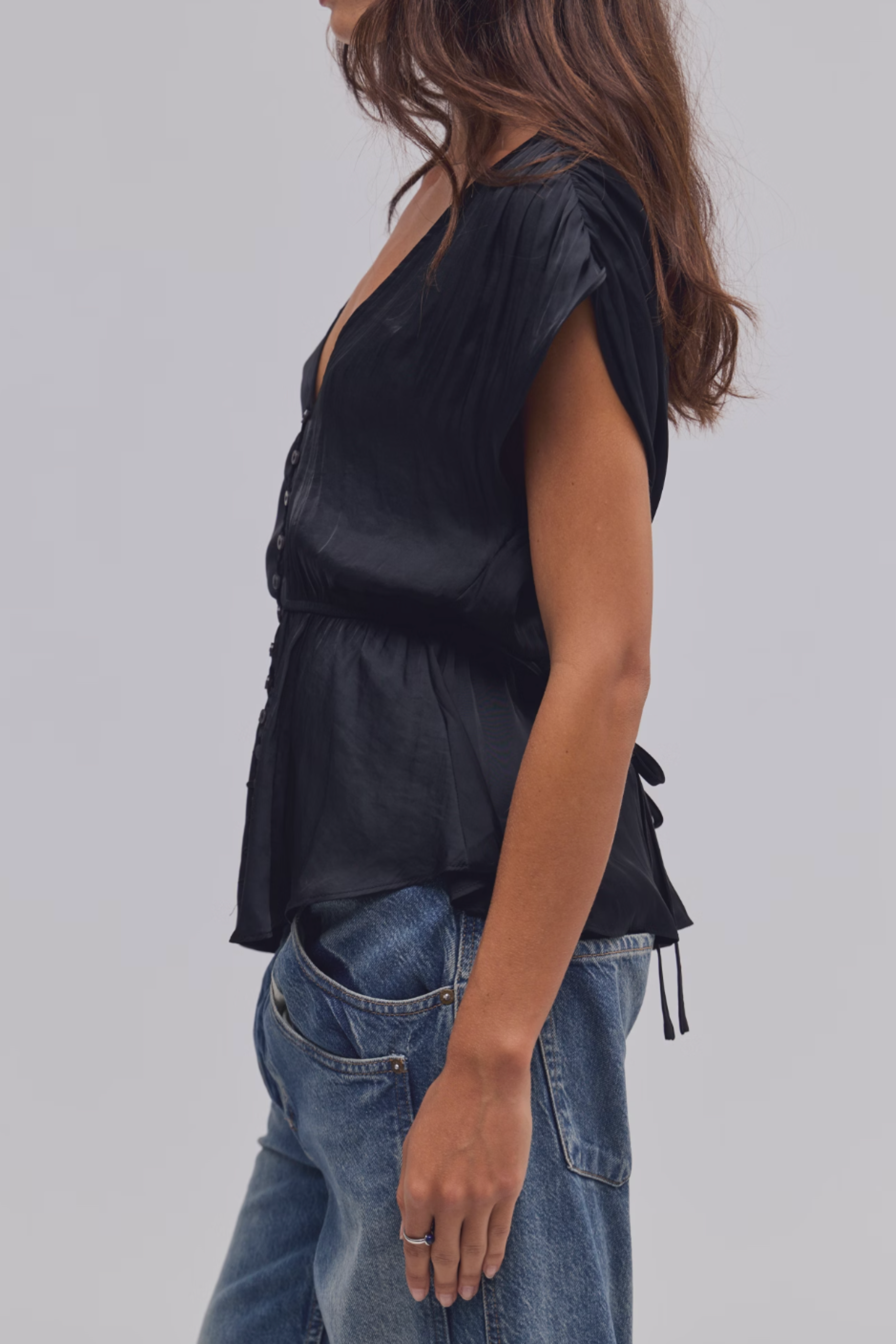 Free People Ash Blouse - Black