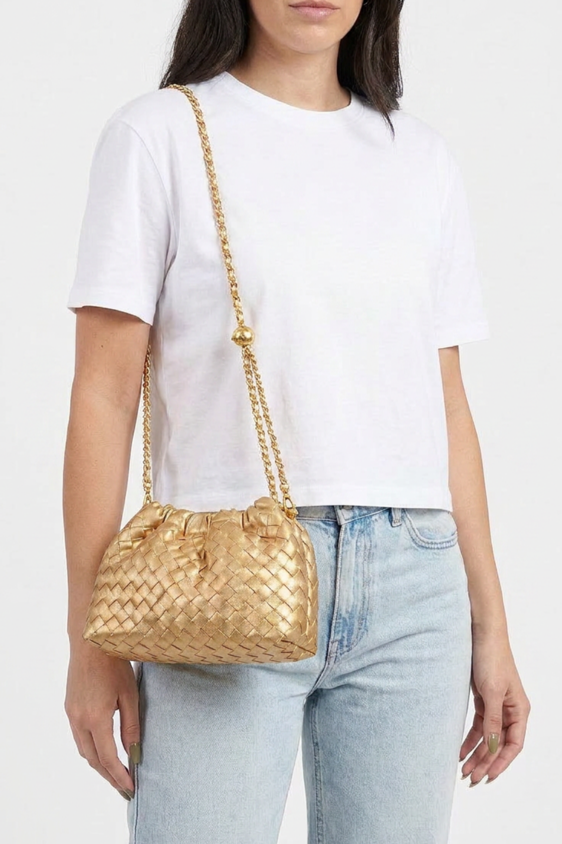 Cloud Woven Shoulder Bag - Bronze