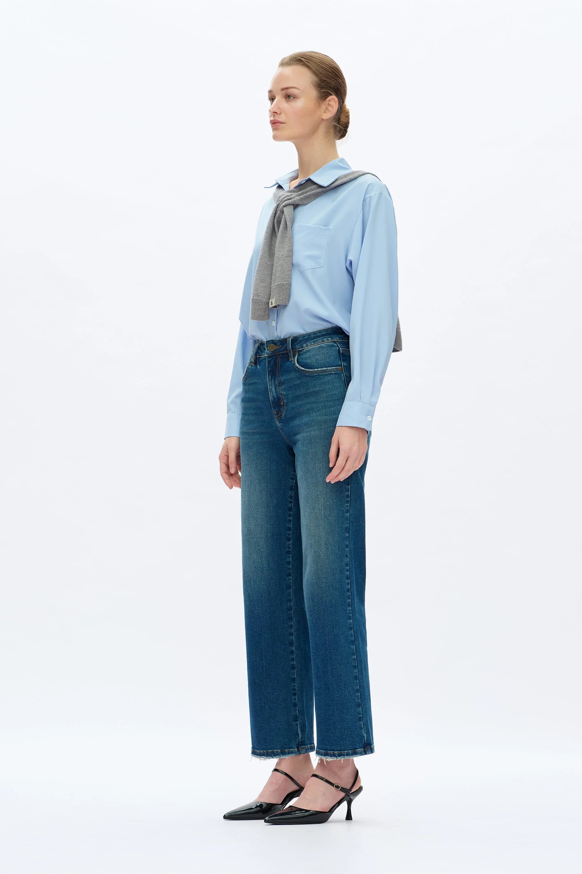 High Rise Vintage Straight Leg Jeans - Vintage Medium Blue