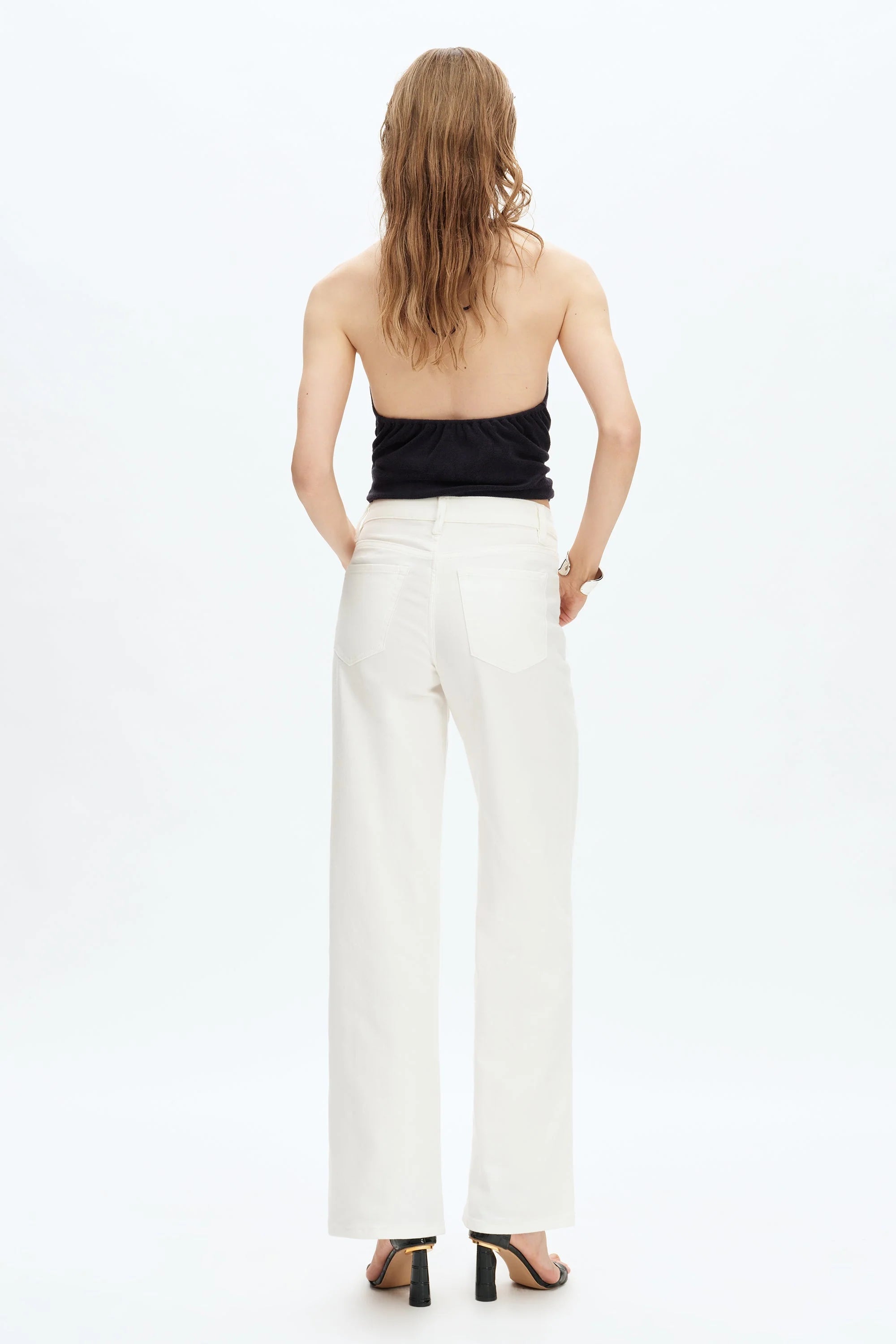 Maeve Mid Rise Straight Leg Jeans - White