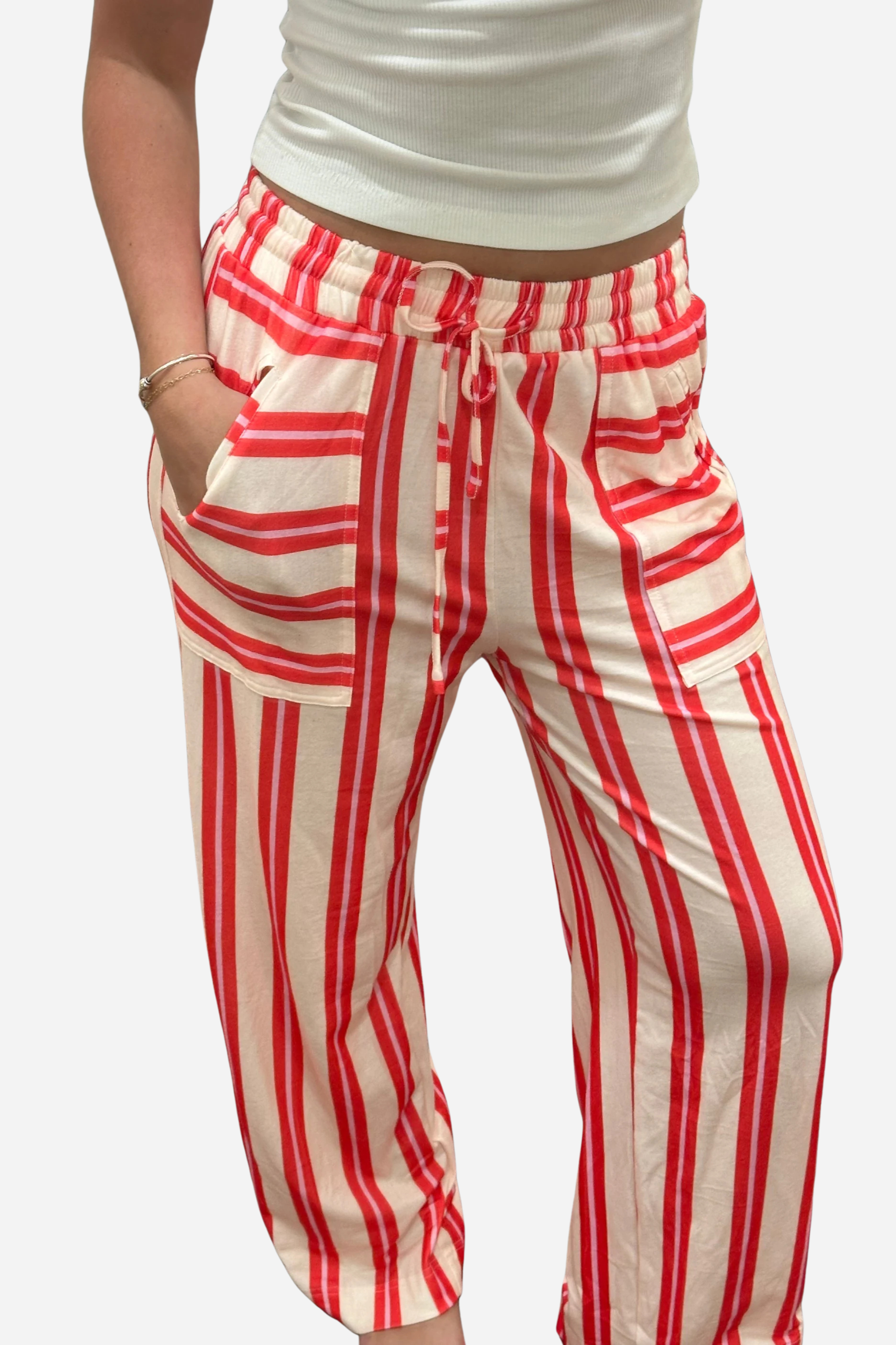 Color Block Striped Wide-Leg Pants