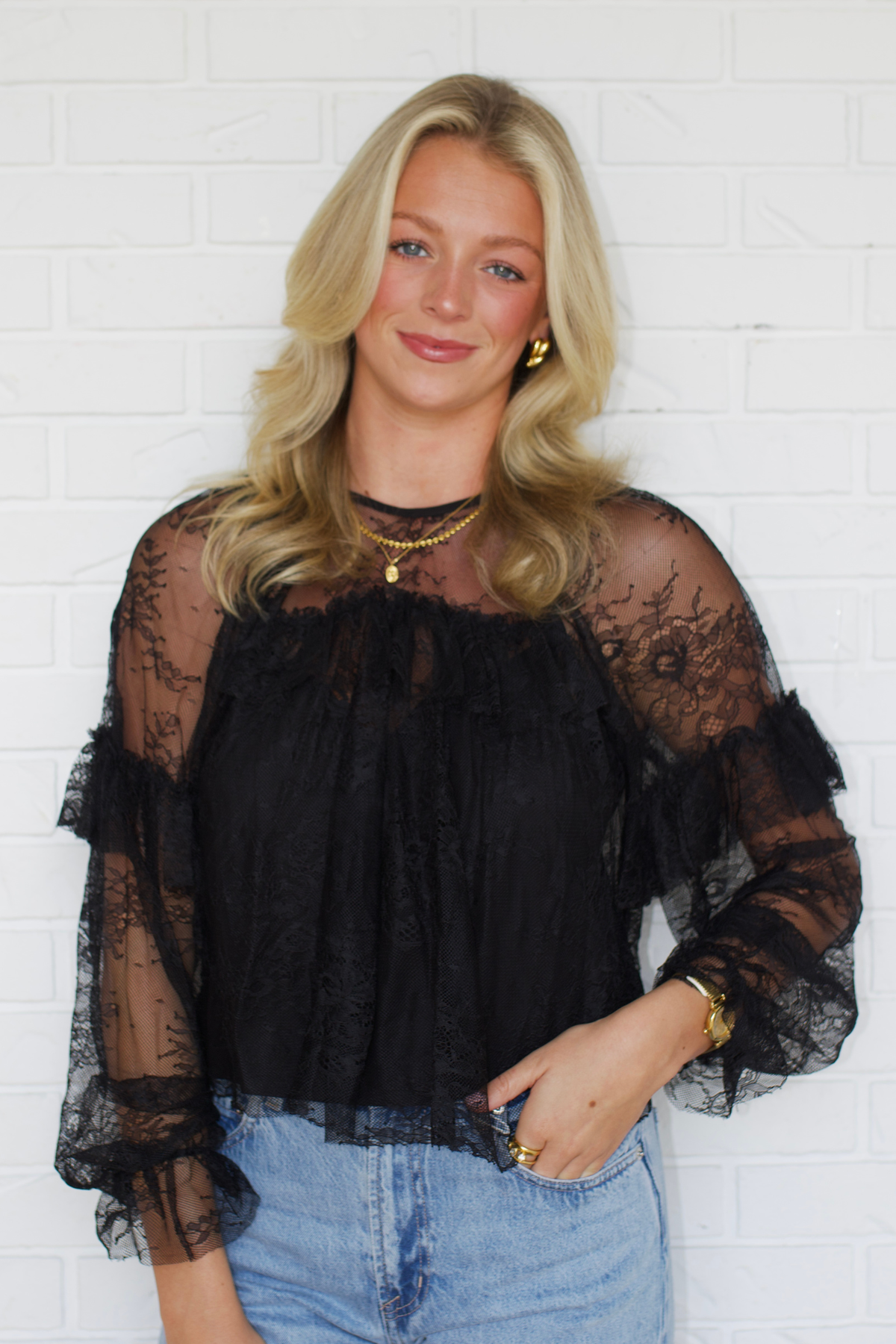 Riley Ruffle Top - Black