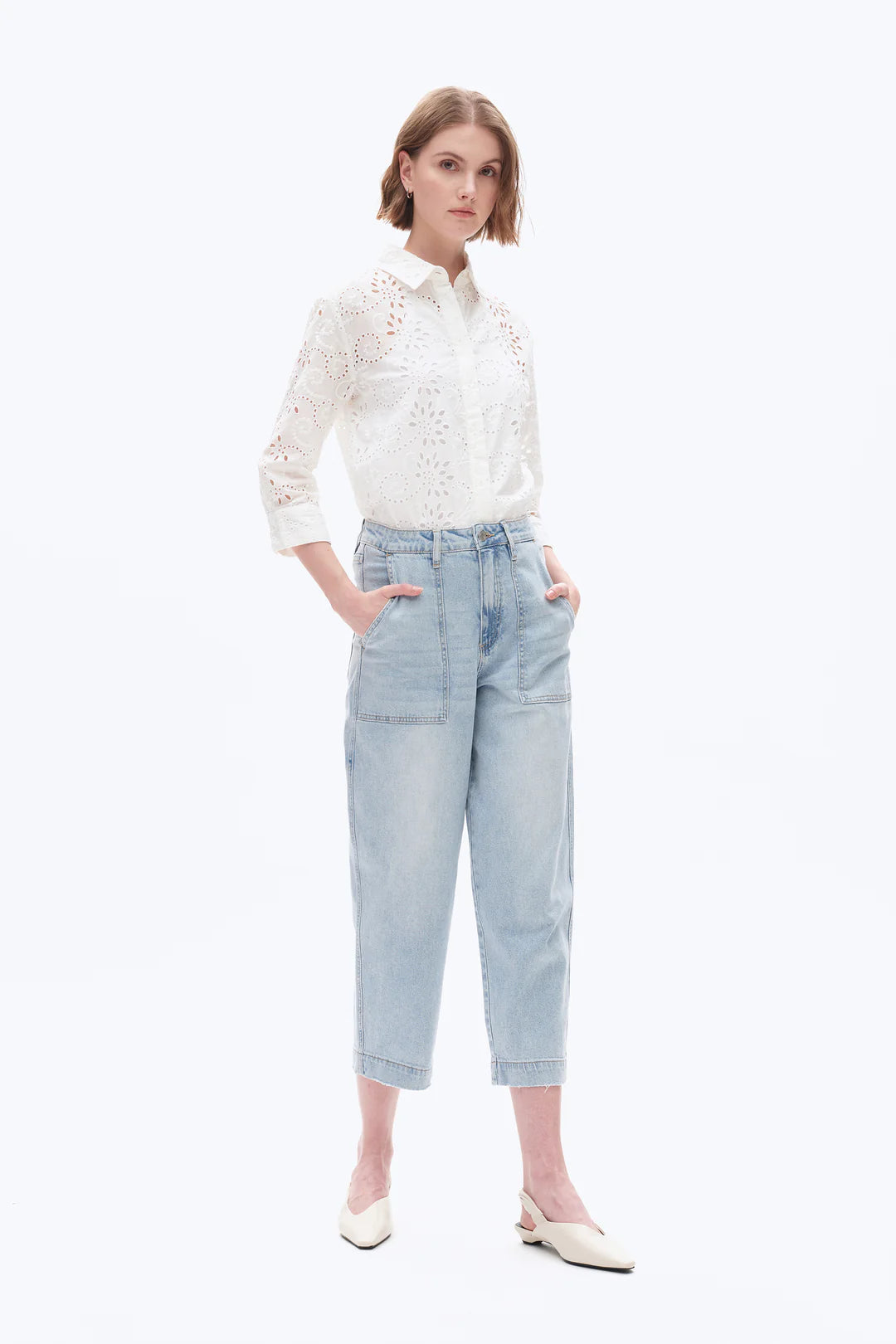 Super High Rise Barrel Denim Jeans - Light Blue