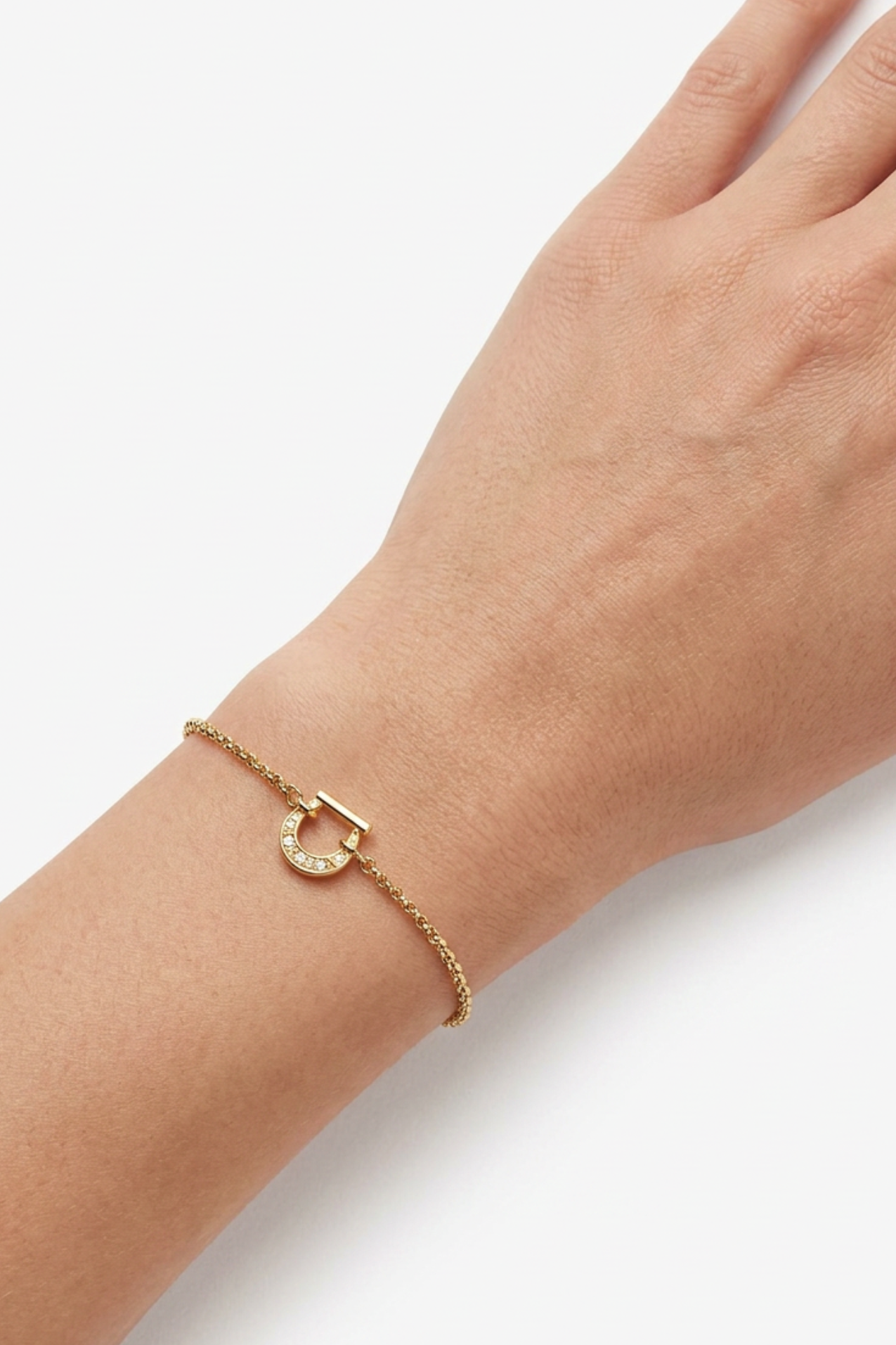 18K Mini Diamond Crescent Bracelet