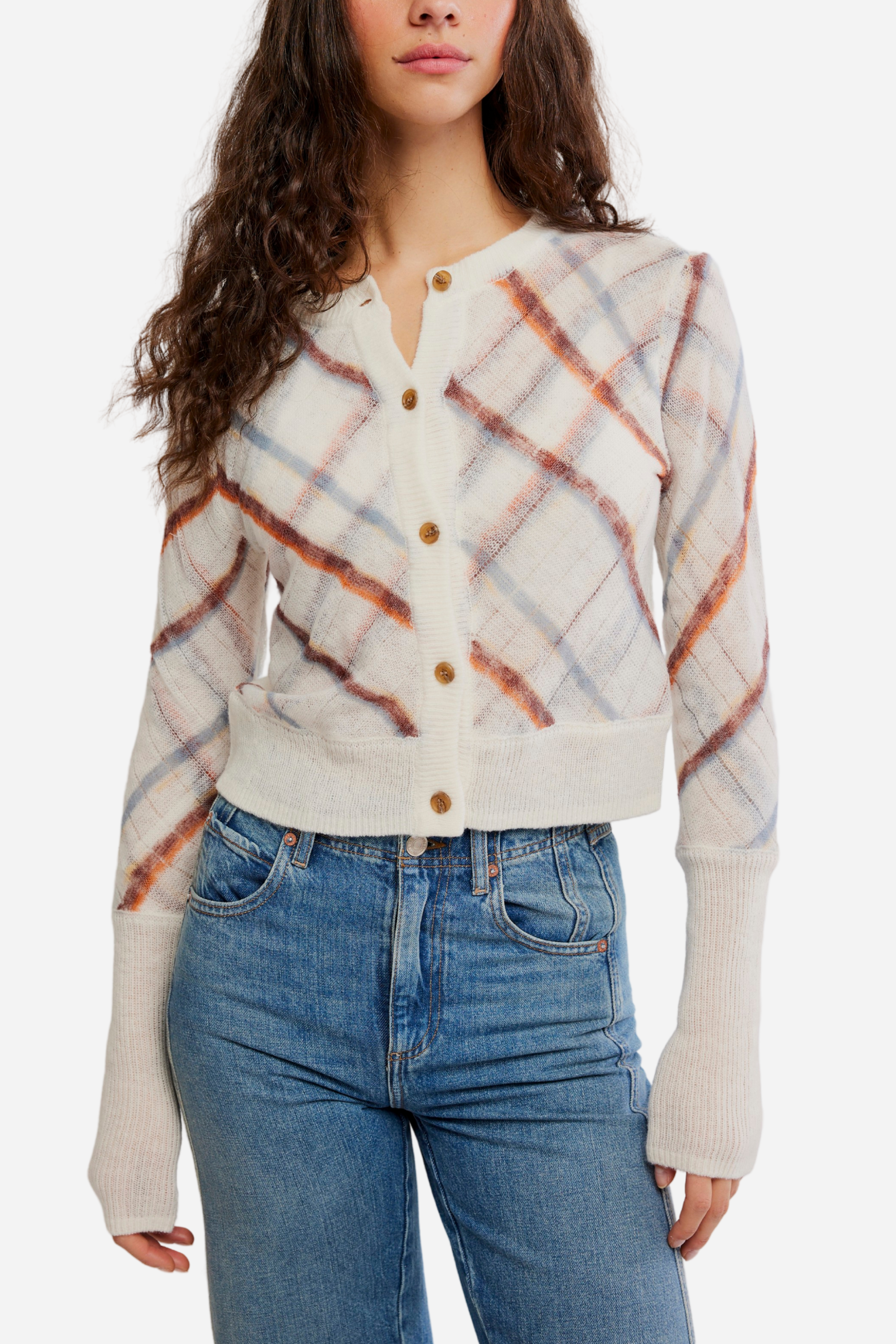 Free People - Highland Mist Cardigan - Sugar Mist Combo