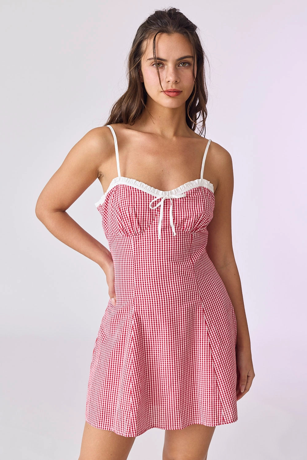 Chloe Gingham Mini Dress - Red