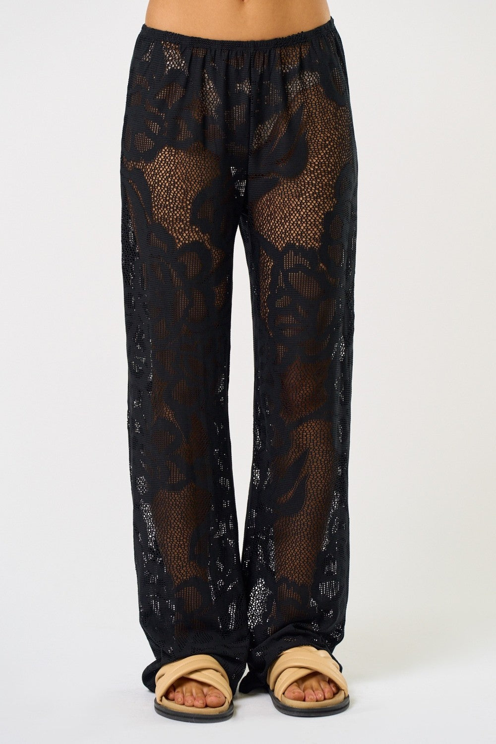 Lace Cover Up Pants - Black