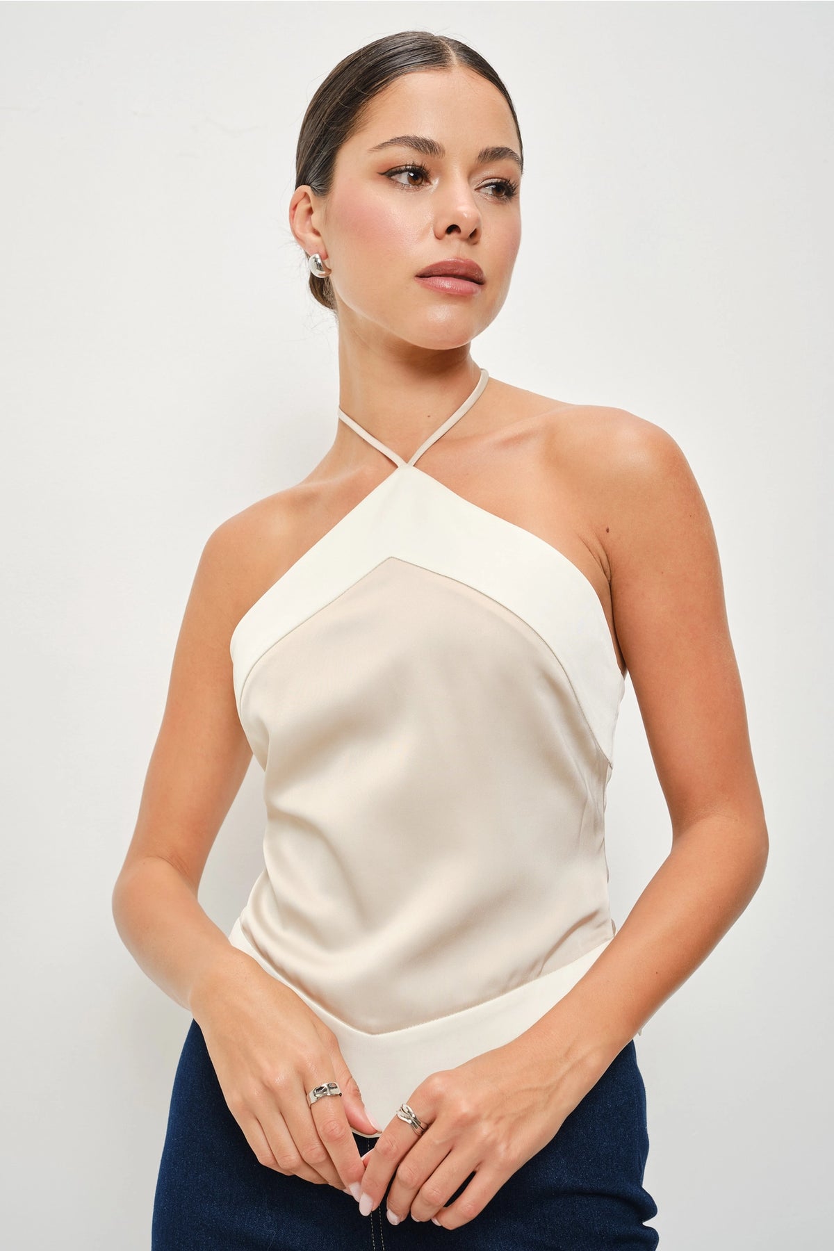 Leda Satin Halter Tank Top