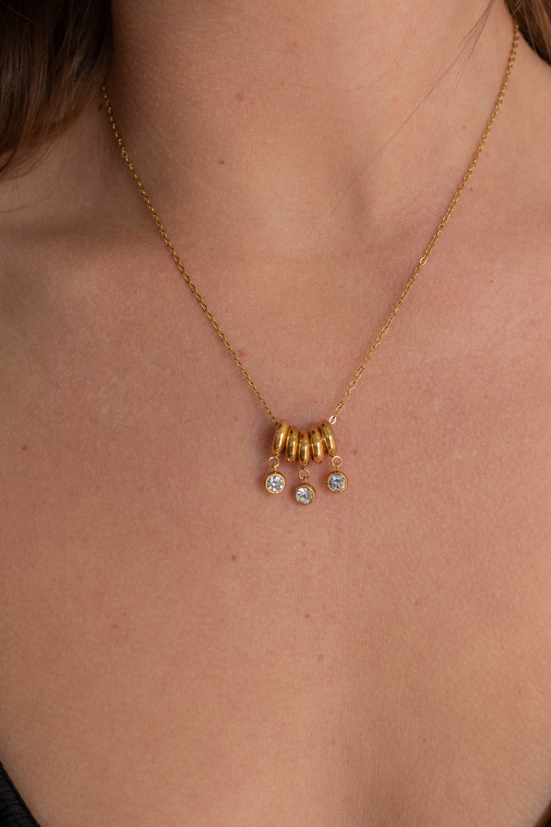 18K Triple Diamond Necklace