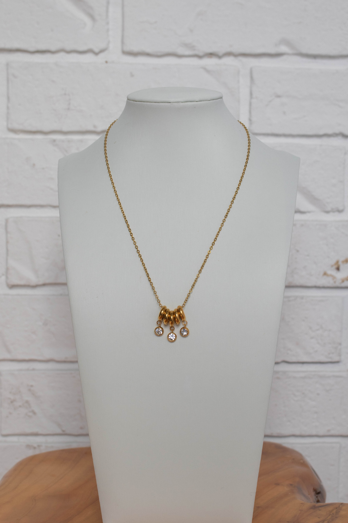 18K Triple Diamond Necklace