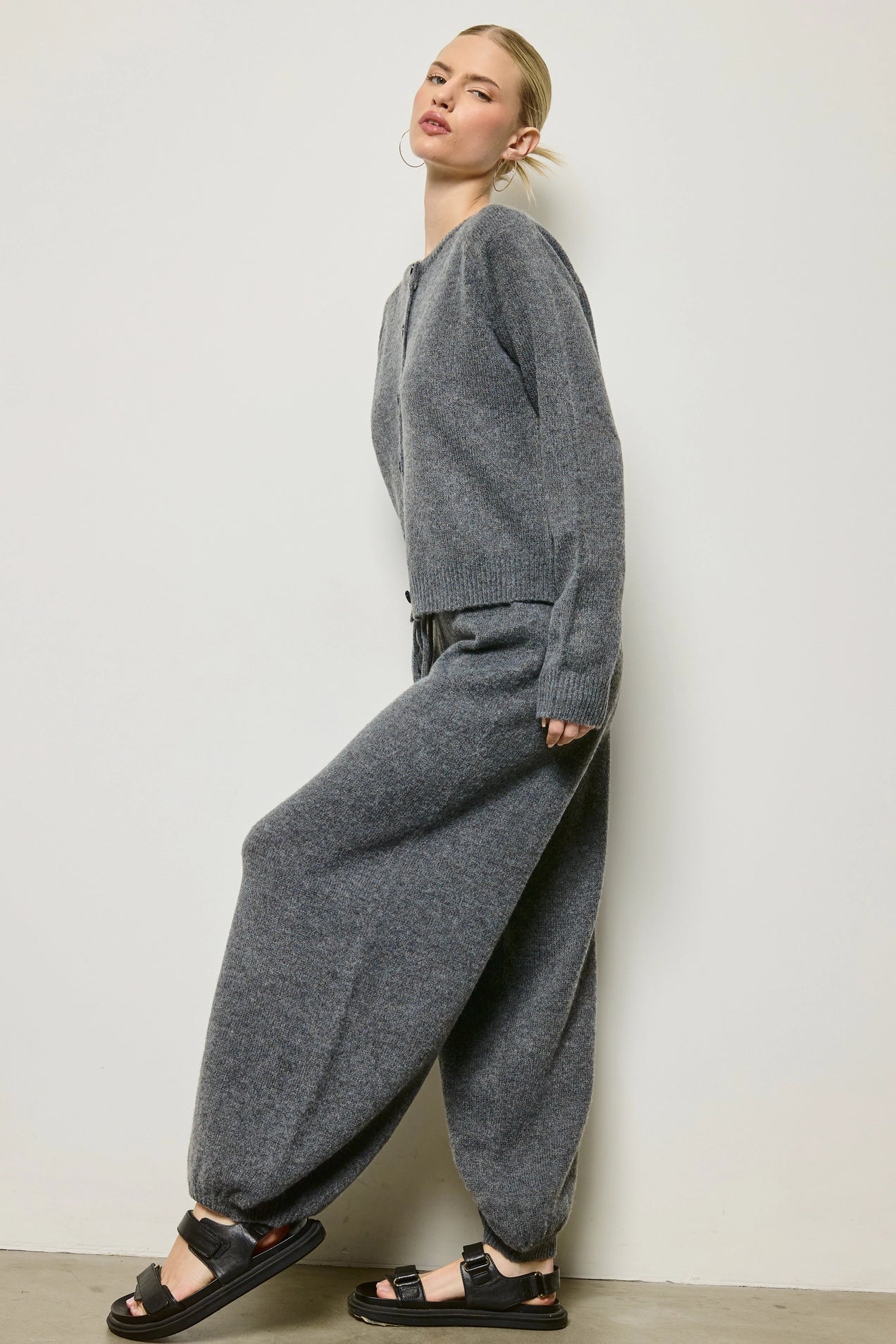 Knit Cardigan Matching Set - Shadow