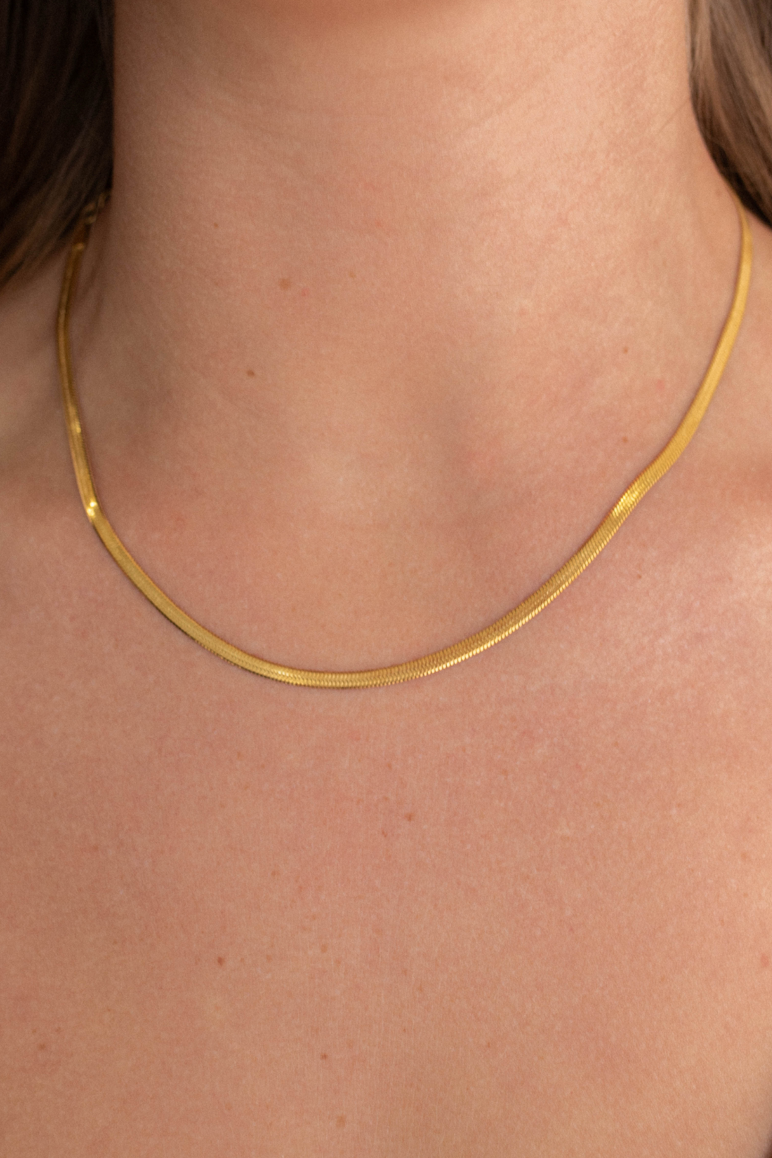 18K Plain Herringbone Necklace