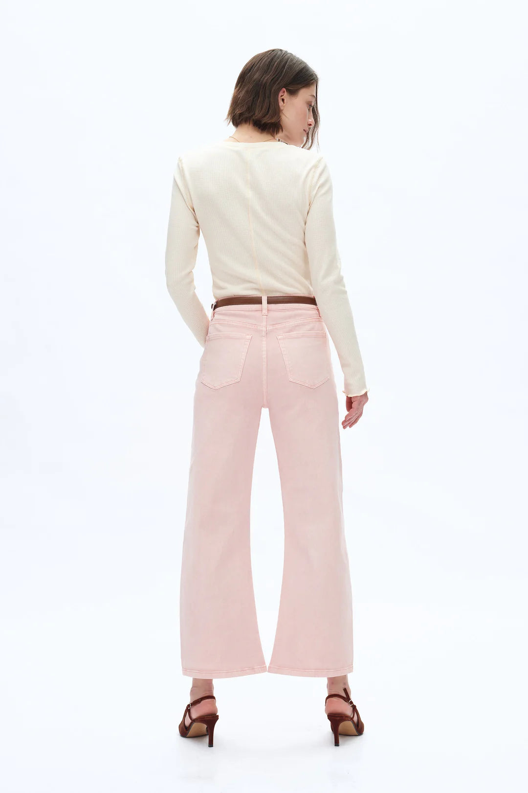 Mid Rise Barrel Jeans - Pearl Pink