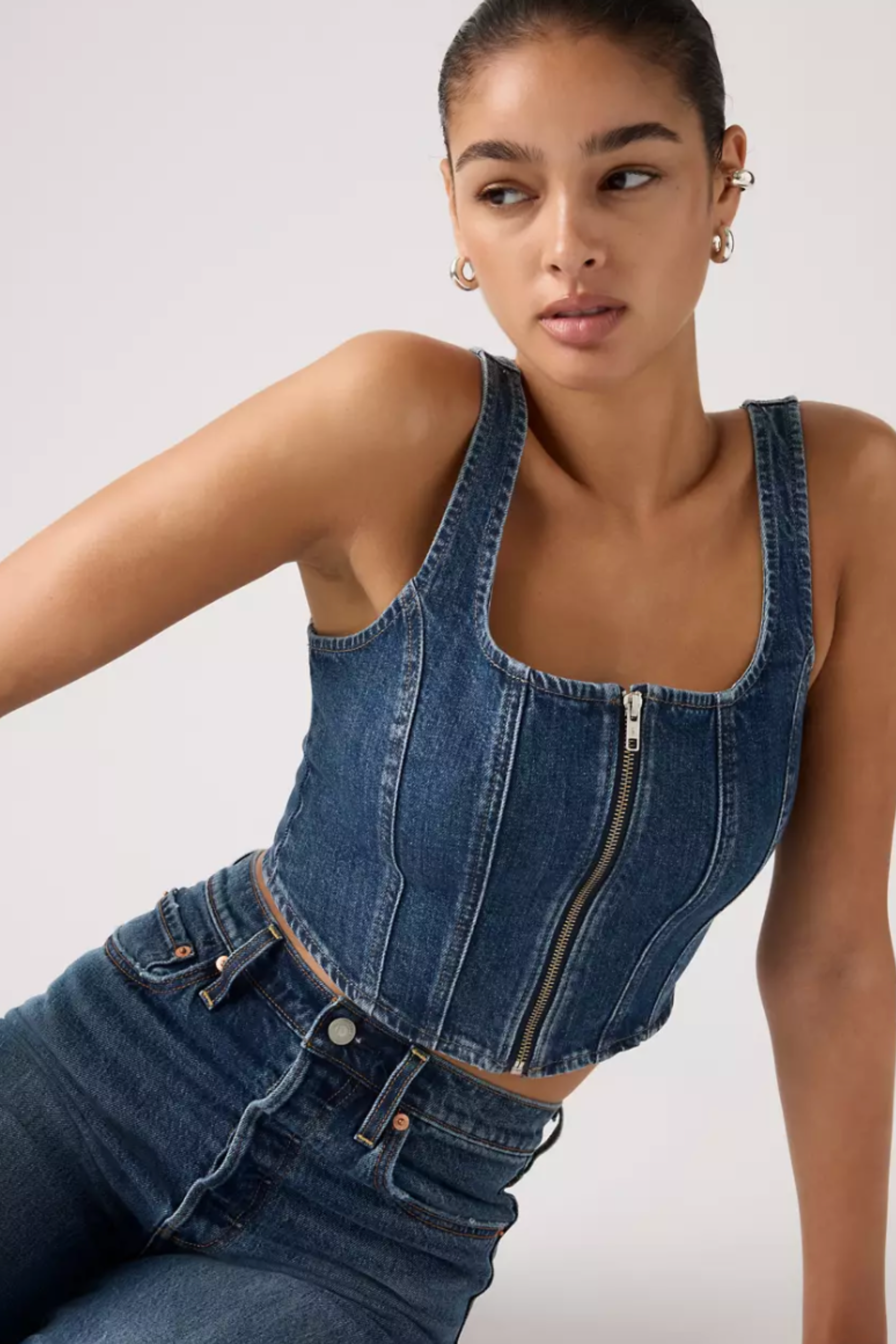 Levi's Seamed Zip Bustier Top - She's So Vague