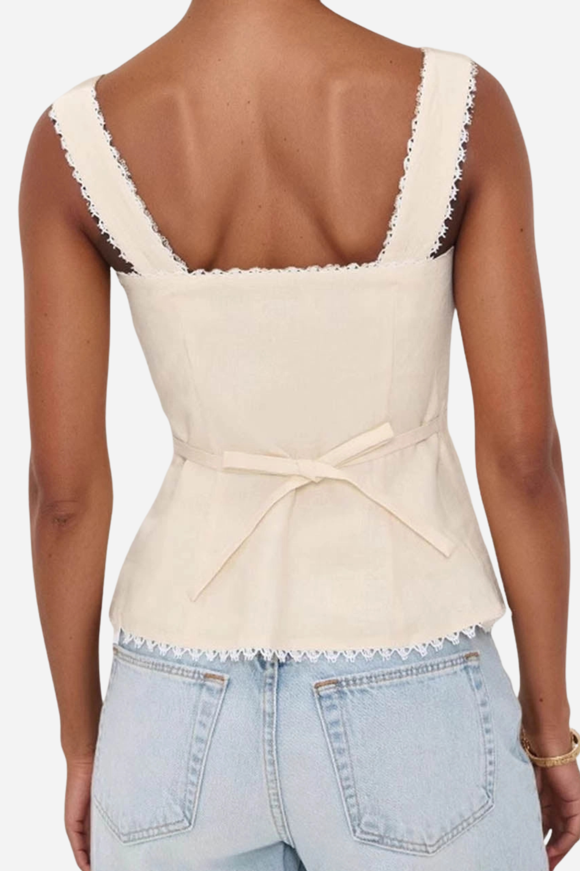 Lace Trim Button Up Tank Top