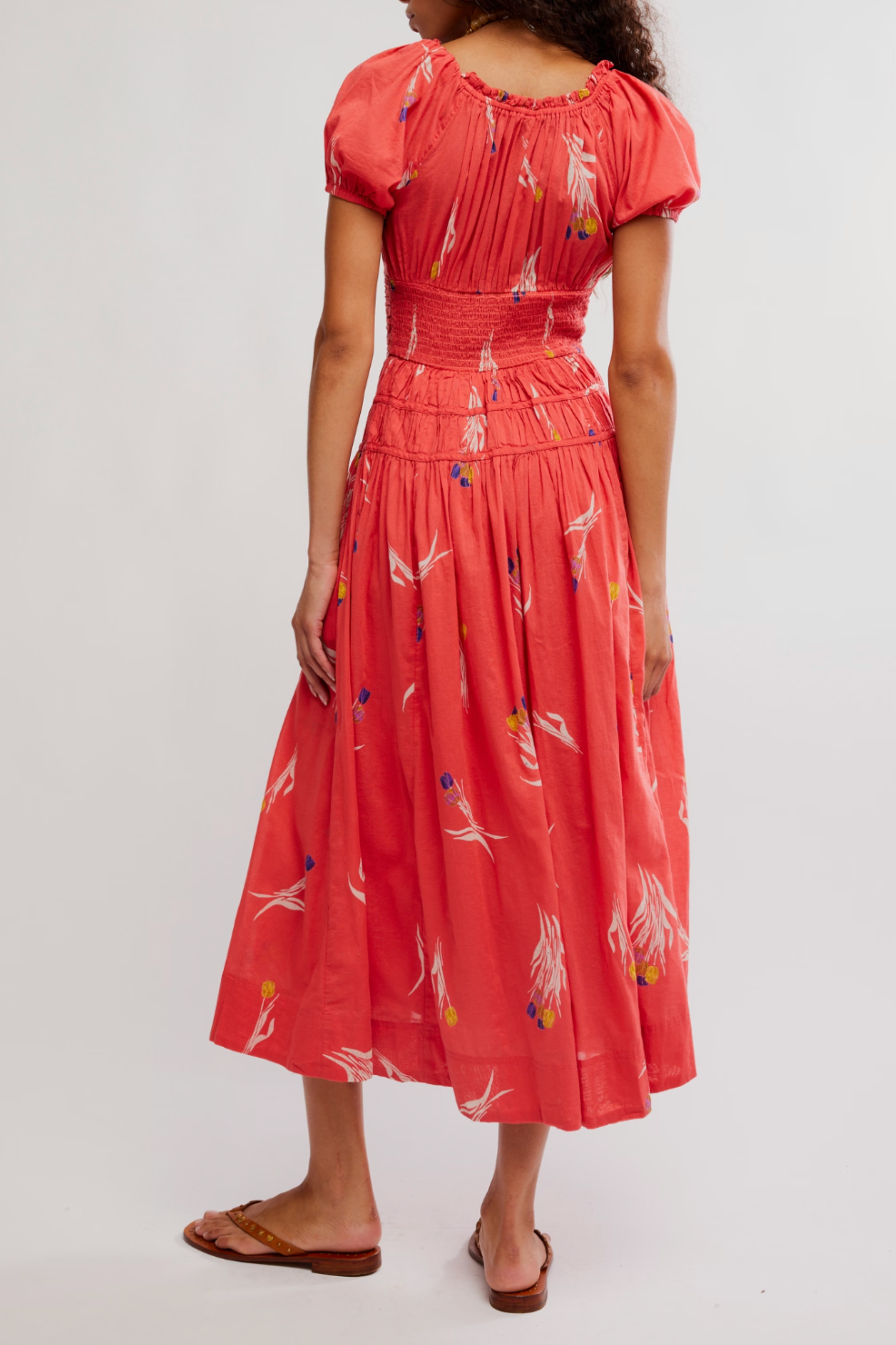 Free People Complete Me Midi Dress - Coral Combo