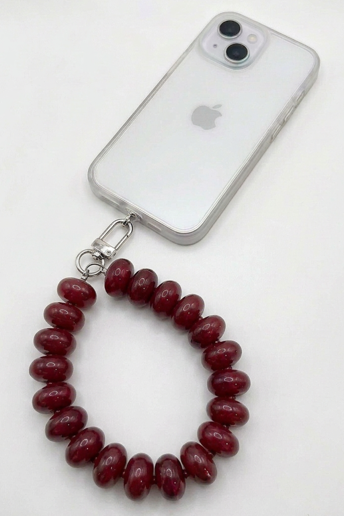 Rondelle Beaded Phone Chain — Burgundy