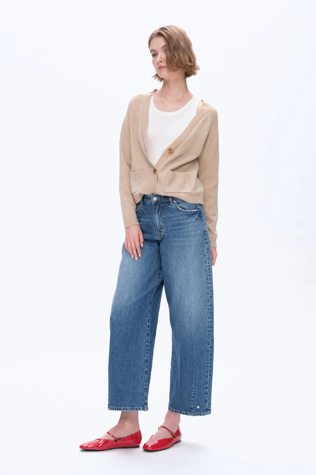 Mid-Rise Balloon Jeans - Medium Blue