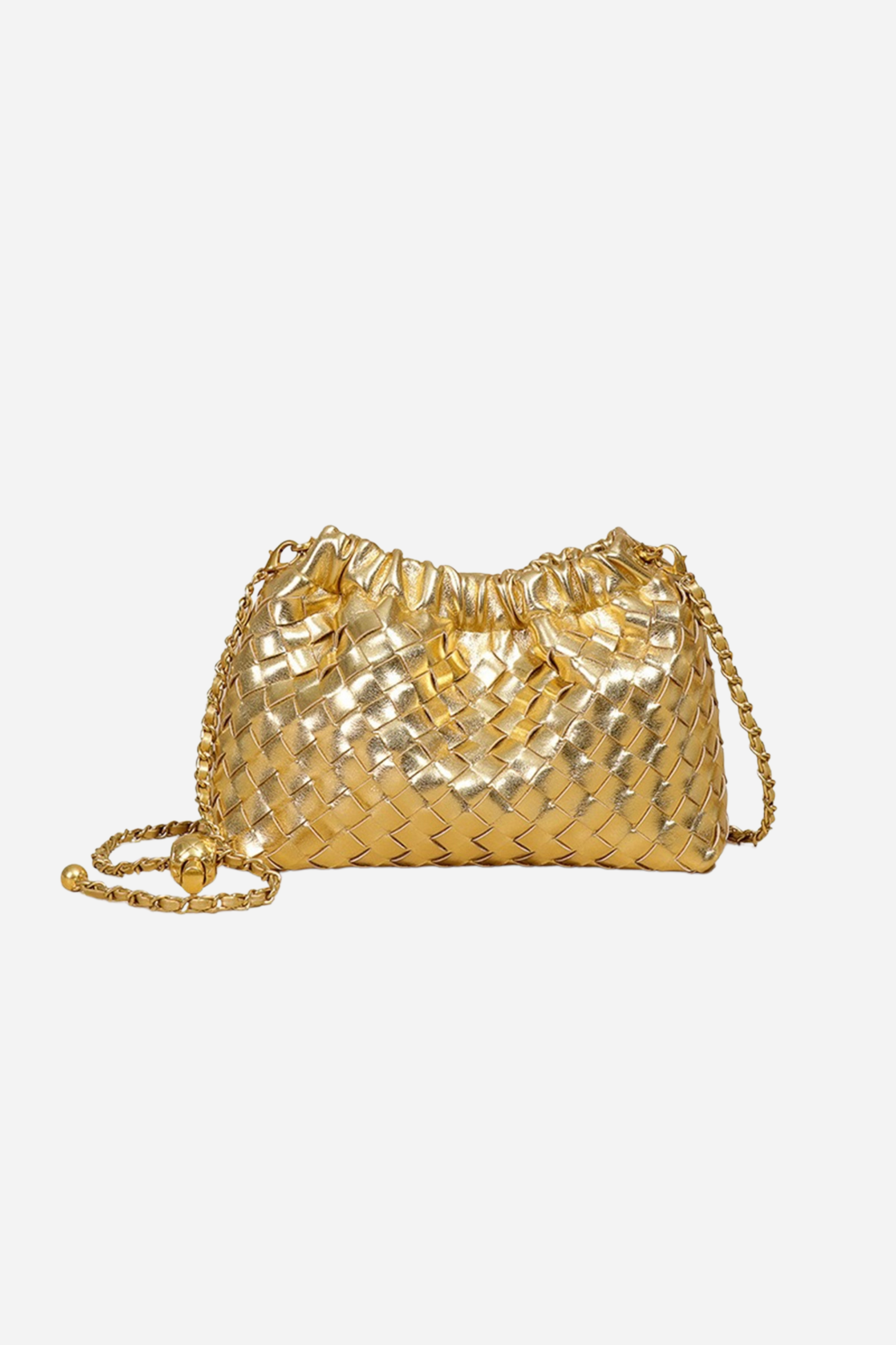 Cloud Woven Shoulder Bag - Gold