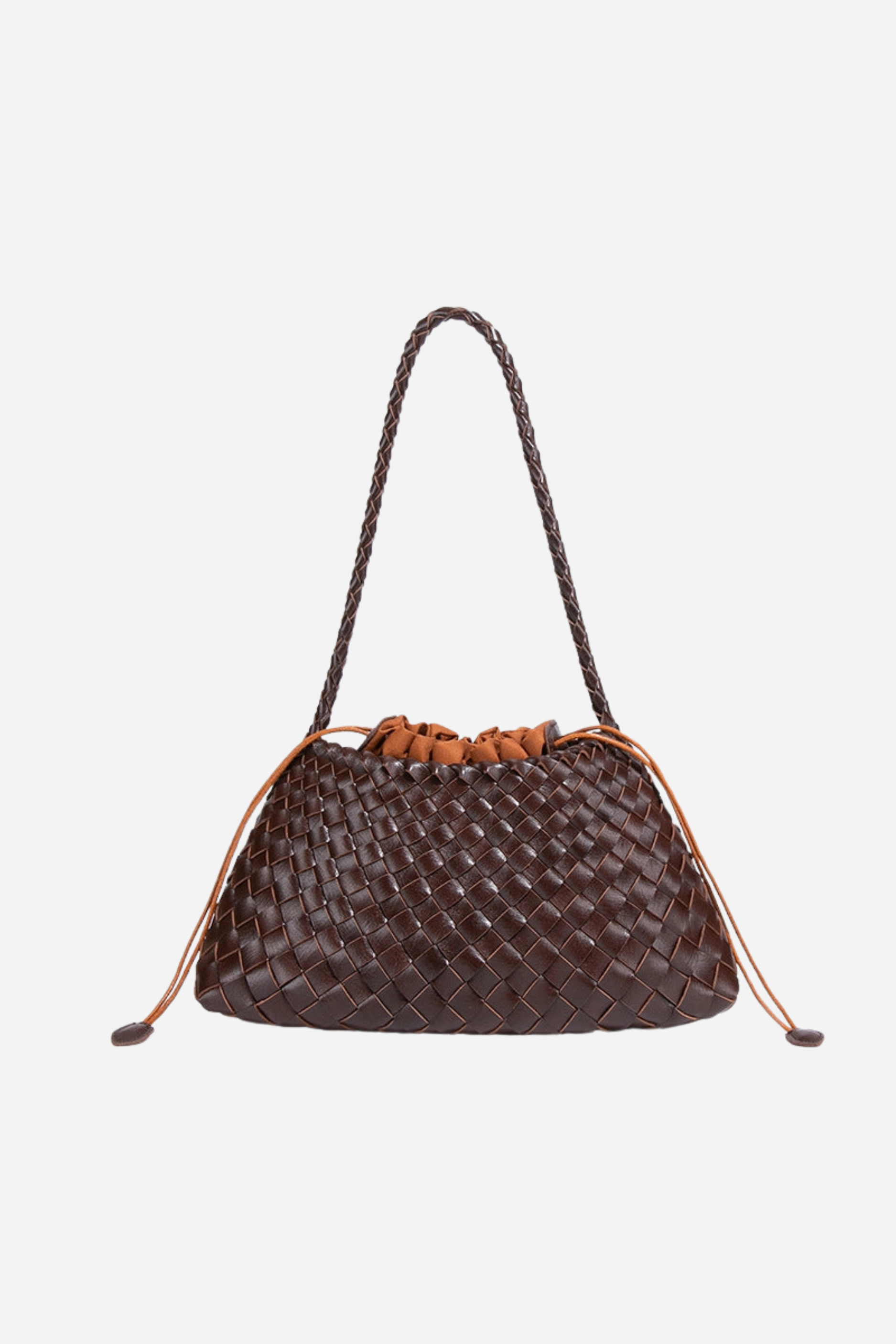 Vintage Woven Shoulder Bag - Coffee
