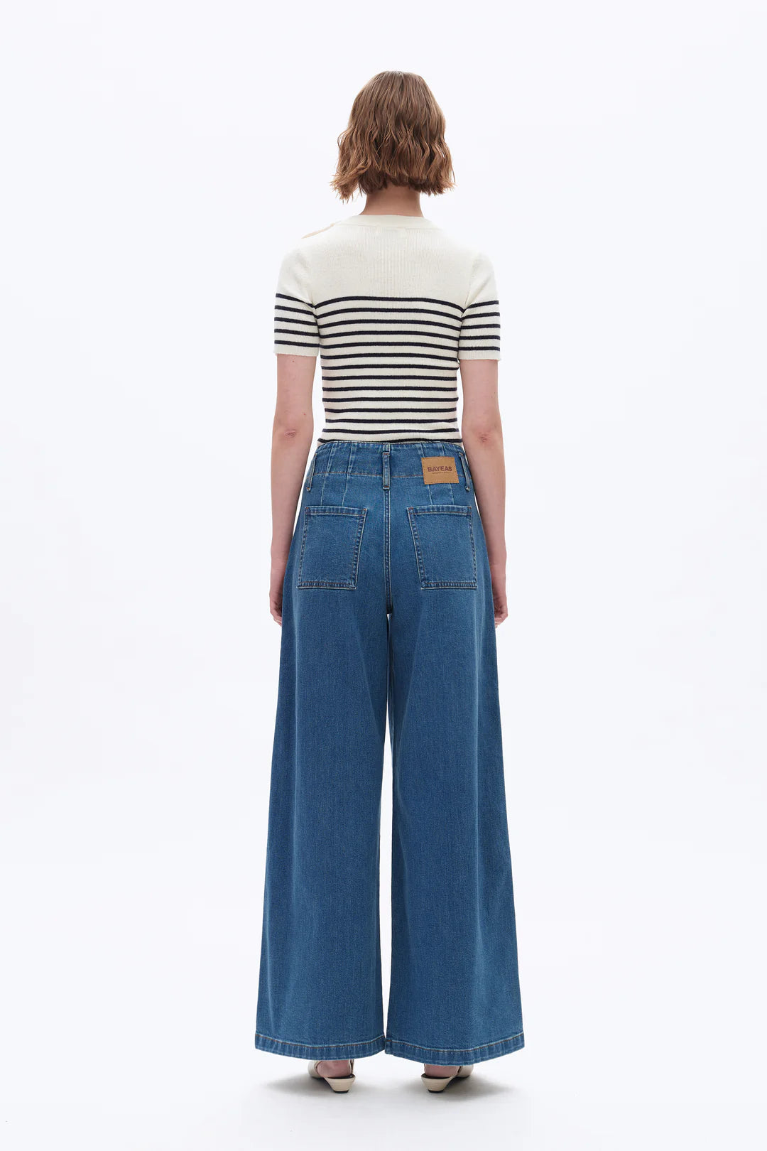 High Rise Wide Leg Pleated Jeans