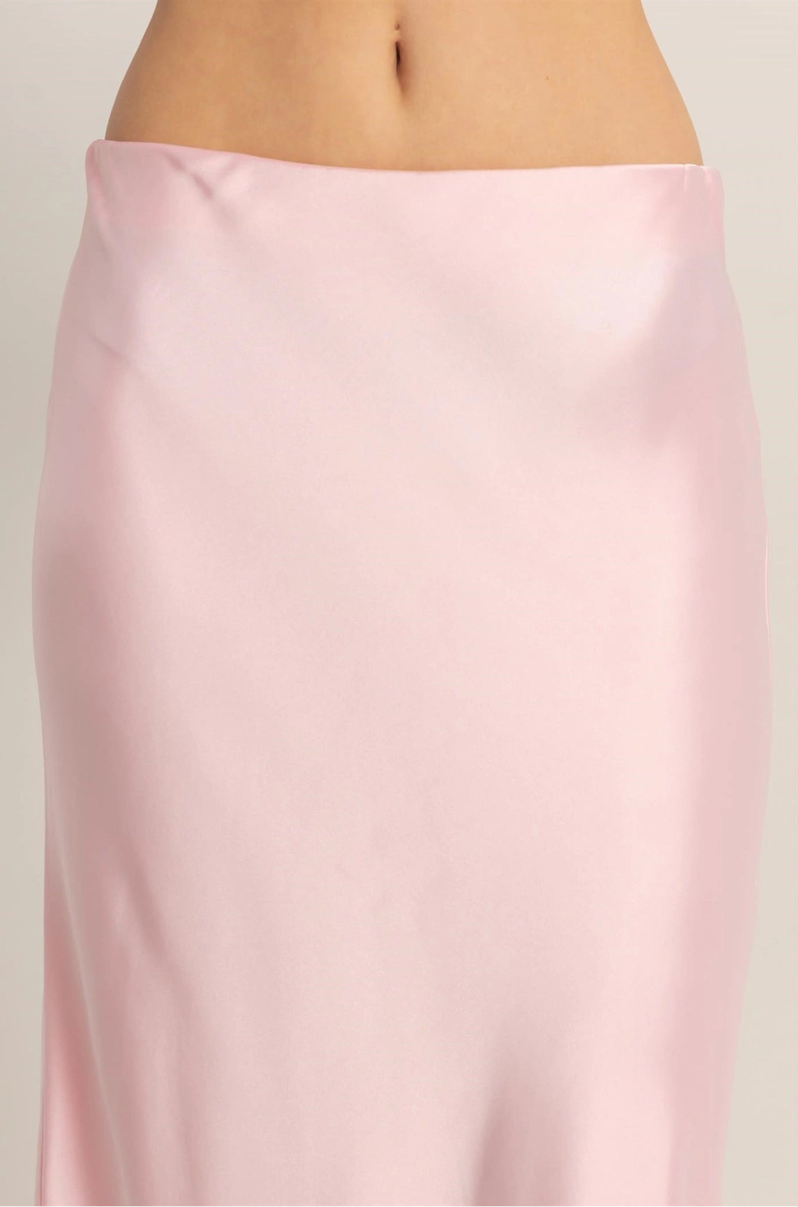 Satin Midi Skirt - Soft Pink