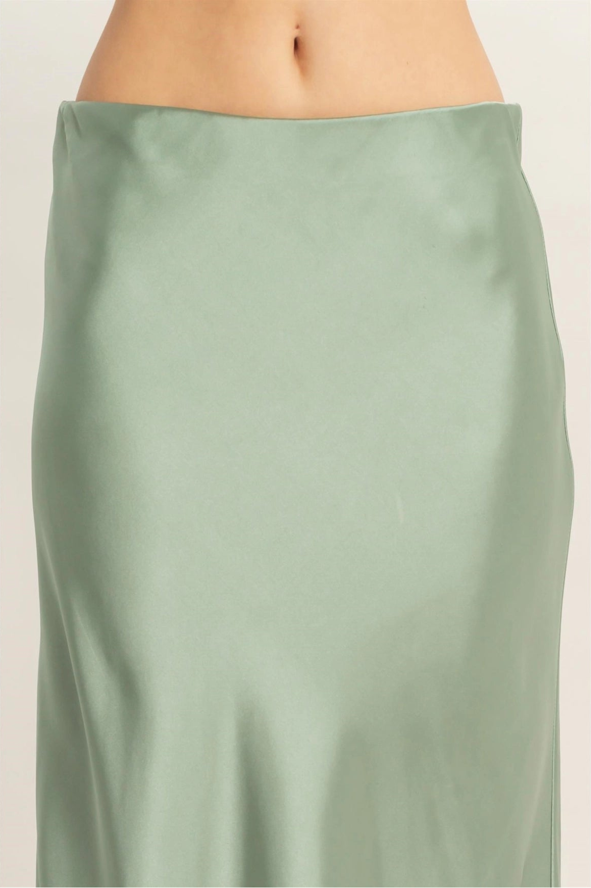 Satin Midi Skirt - Sage Green