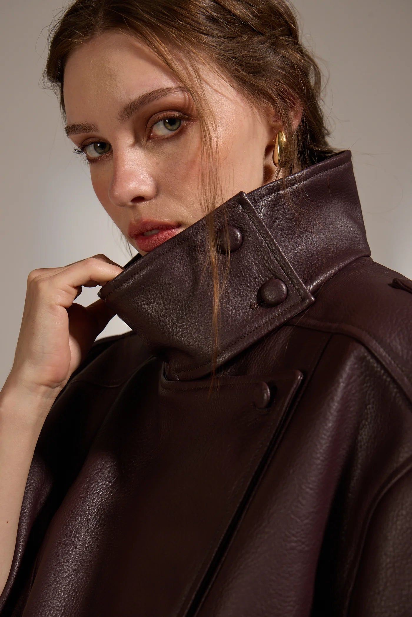 Misti Vegan Leather Jacket - Bordeaux