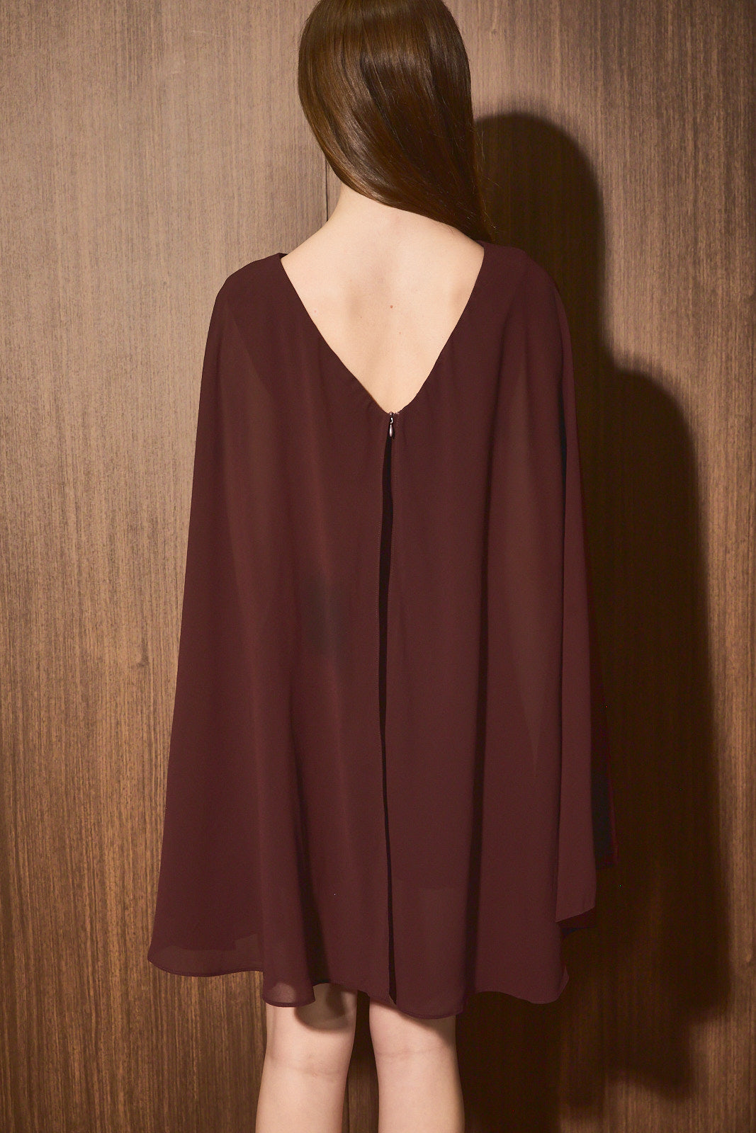 Cape Chiffon Romper - Chocolate