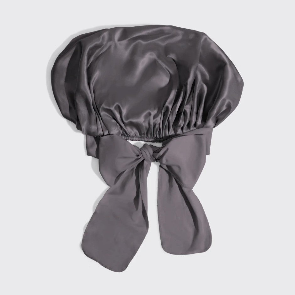 KITSCH Adjustable Oversized Satin Bonnet - Charcoal