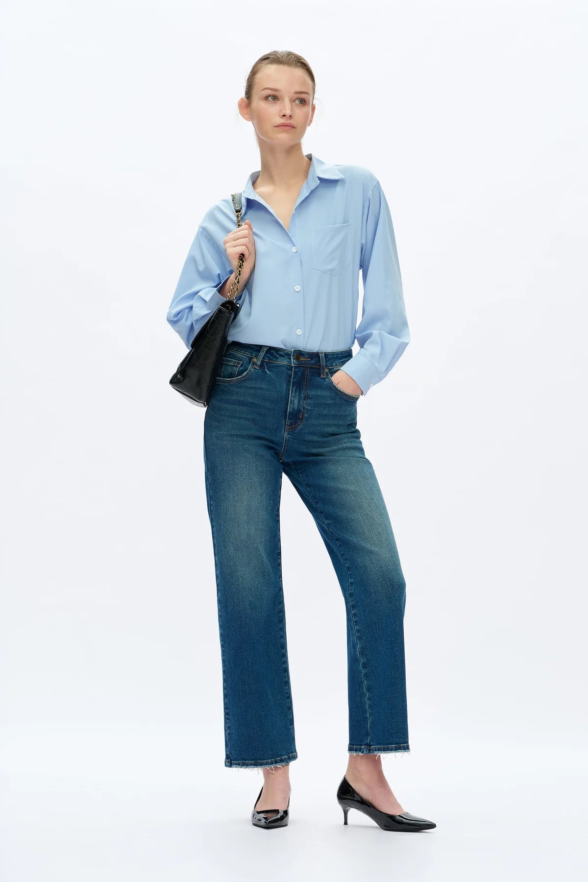 High Rise Vintage Straight Leg Jeans - Vintage Medium Blue