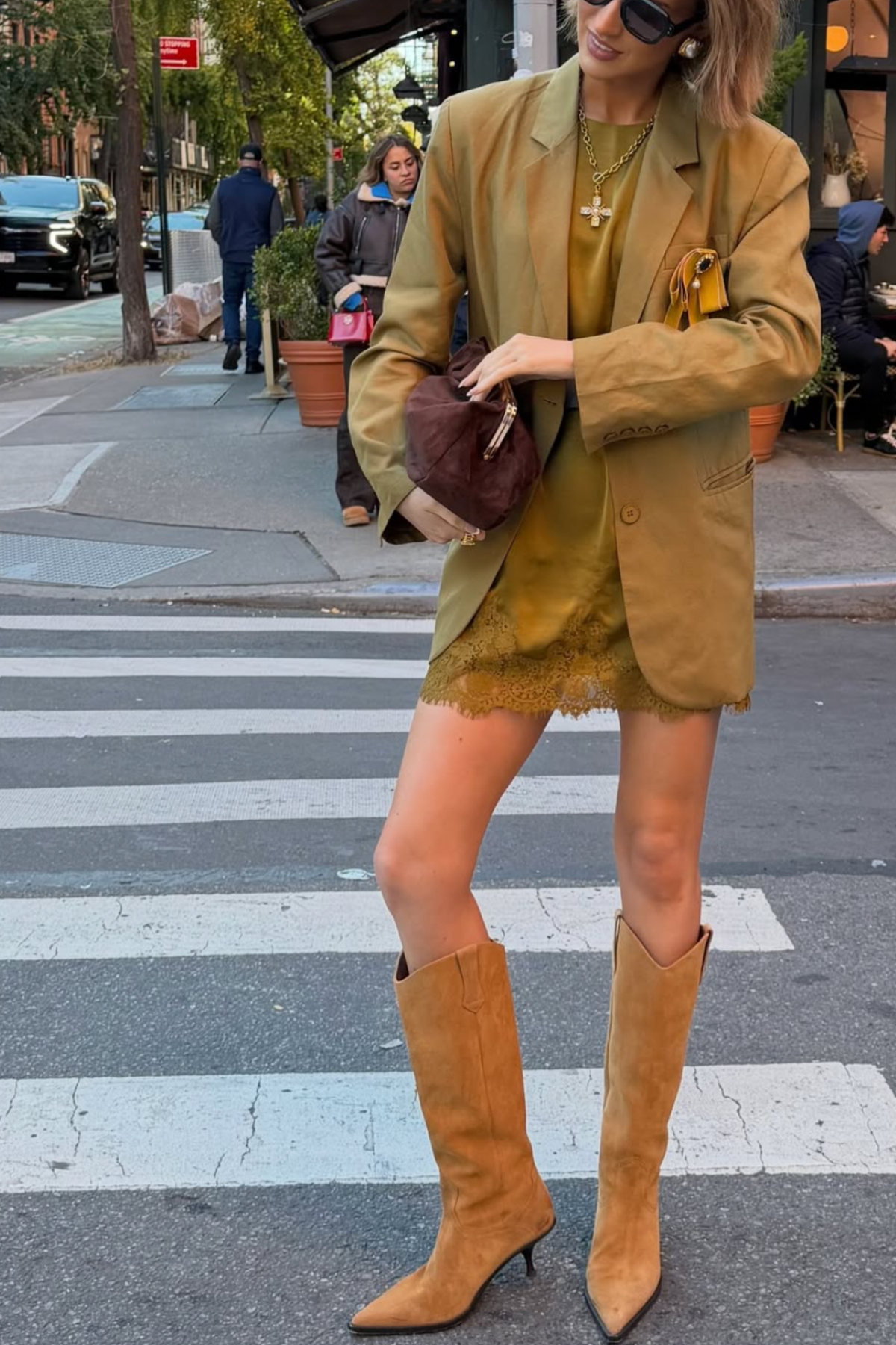 Free People - Daisy Slouch Kitten Heel Boots - Tan Suede