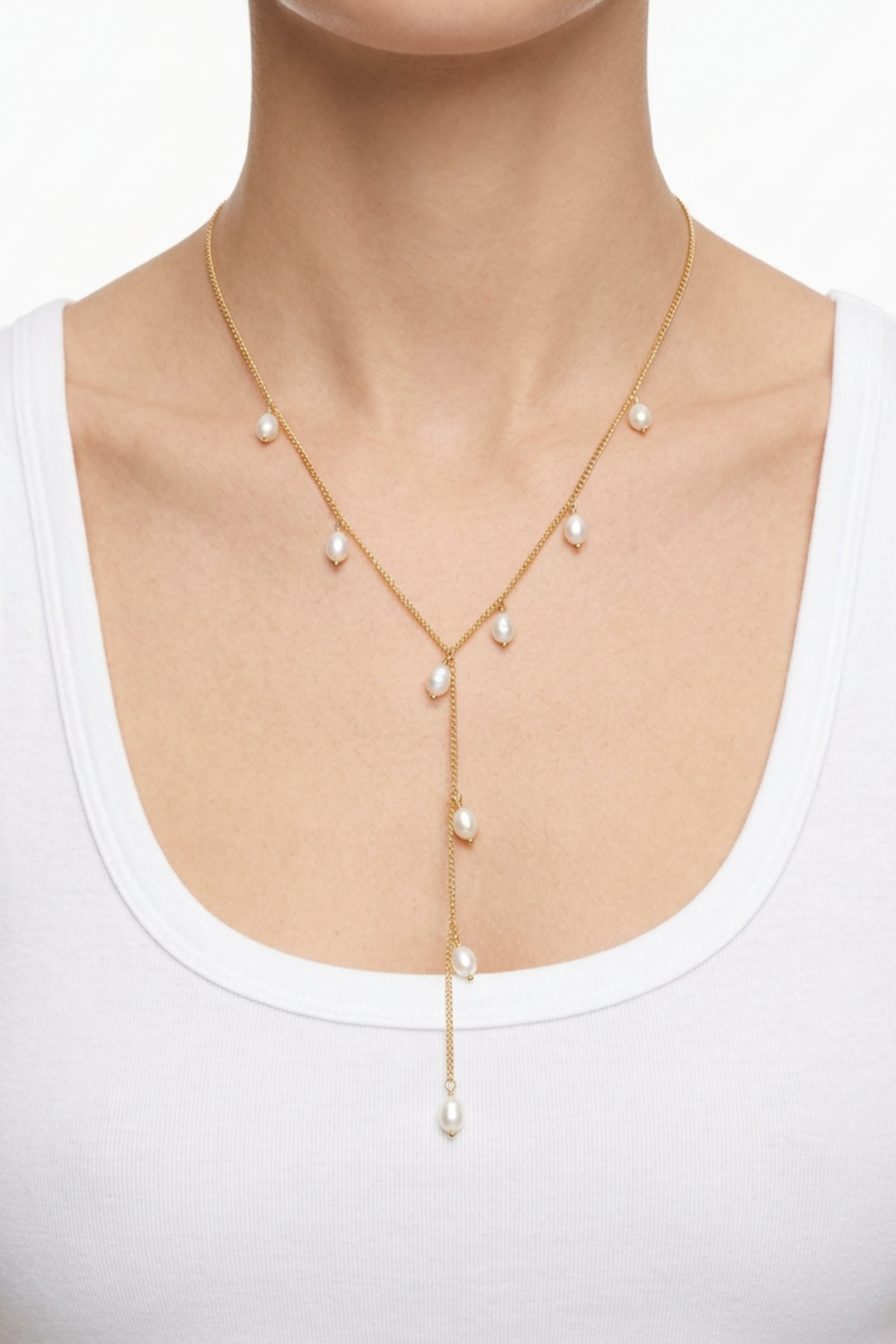 18K Elsie Pearl Lariat Necklace