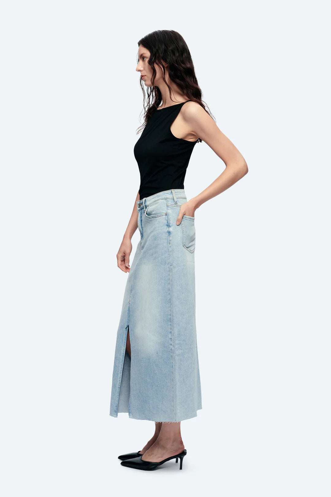 Denim Midi Skirt