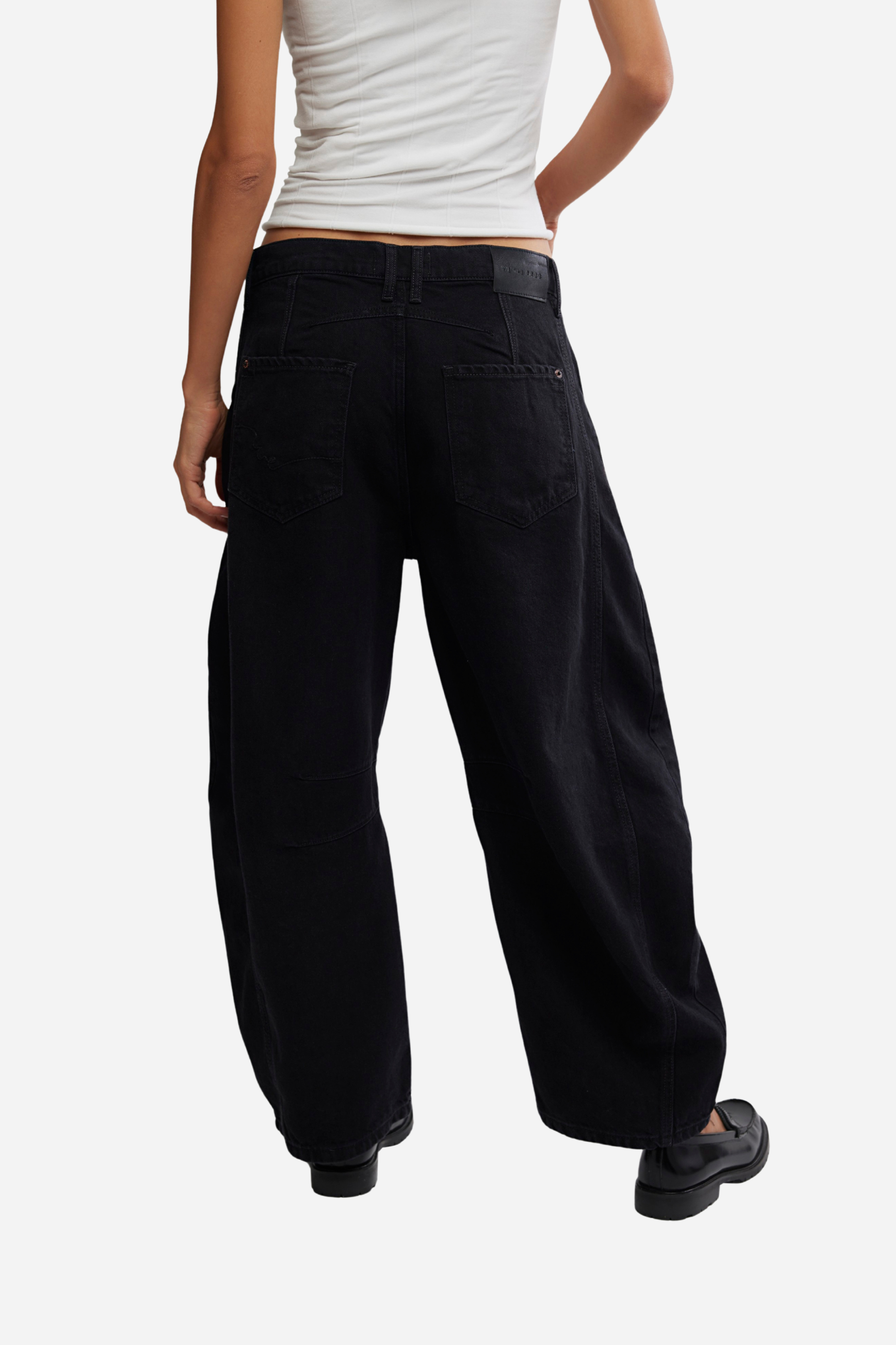 Free People Good Luck Mid Rise Barrel Jeans - Soundwave